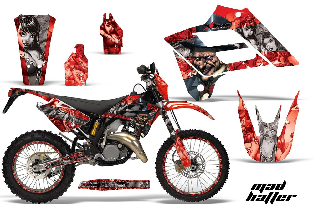 AMR Racing MX ダートバイク グラフィックキット ステッカー デカールとナンバープレート ガス EC 250 300 2006-2008対応 マッドハッター シルバー レッド