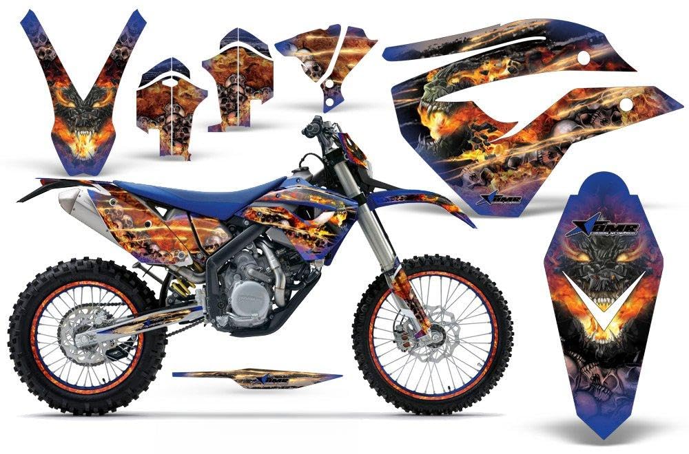 Husaberg FE FS 450 670 2009 ? 2012 MXダートバイクグラフィックキットステッカーデカールwith Number Platesファイアストームブルー