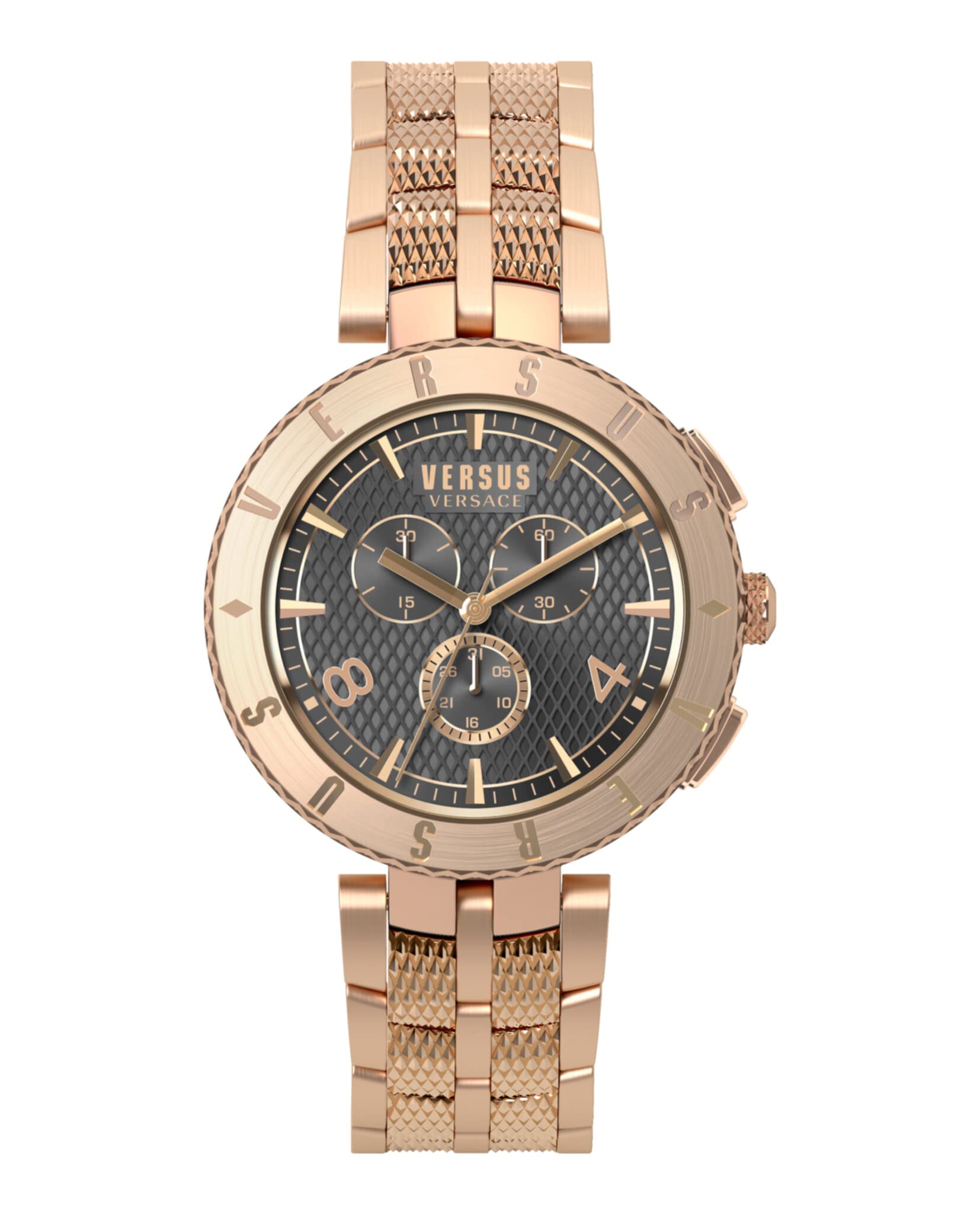 Versus Versace メンズ グレー 44mm ロゴ ゲント クロノウォッチ S76180017 ローズゴールド ロゴ ゲント クロノ