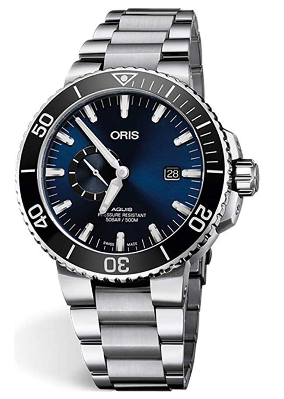 Oris Aquis スモール秒、逢い引き 青色文字盤 45.5粍 ステンレス鋼スチール写真 メンズウォッチ  青色  ダイビングウォッチ、自動小銃一巻きウォッチ。