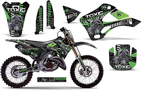 AMR Racing MX ダートバイク グラフィックキット ステッカー デカールとナンバープレート カワサキ KX125 KX250 1999-2002対応 - 非毒性 グリーン ブラック｜global研究所