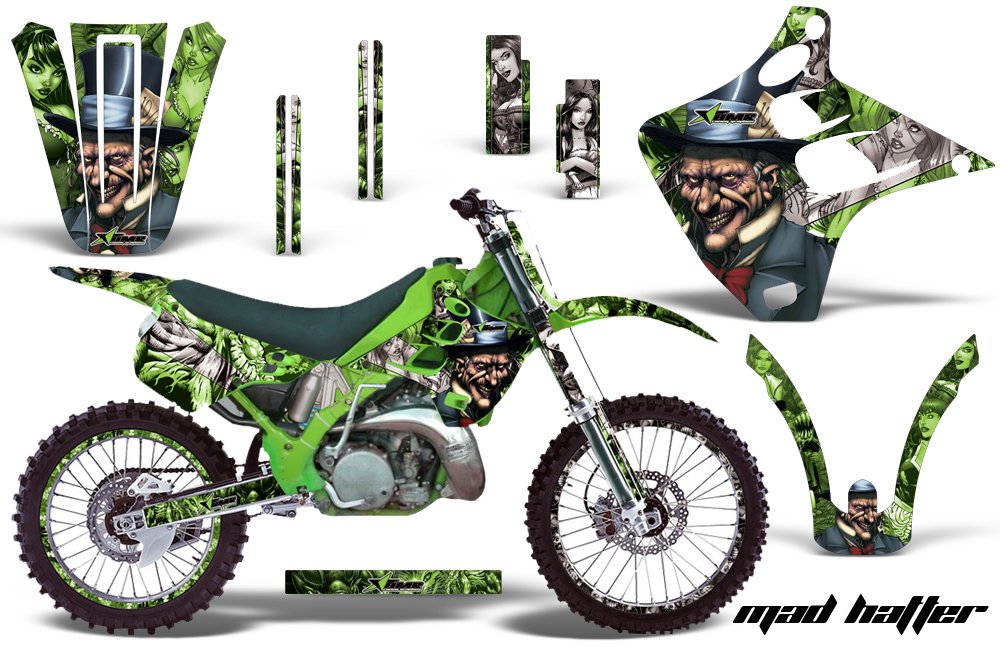 AMR Racing MX ダートバイク グラフィックキット ステッカー デカール ナンバープレート カワサキ KX125 KX250 1990-1991対応 マッドハッター シルバーグリーン|global研究所