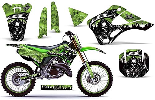AMR Racing MX ダートバイク グラフィックキット ステッカー デカール ナンバープレート カワサキ KX125 KX250 1999-2002対応 リーパーグリーン