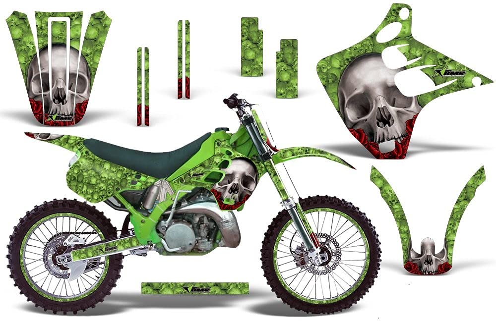 Kawasaki kx125 kx250 1990 ? 1991 MXダートバイクグラフィックキットステッカーデカールKX 125 250 with Number Platesボーンコレクターブラック
