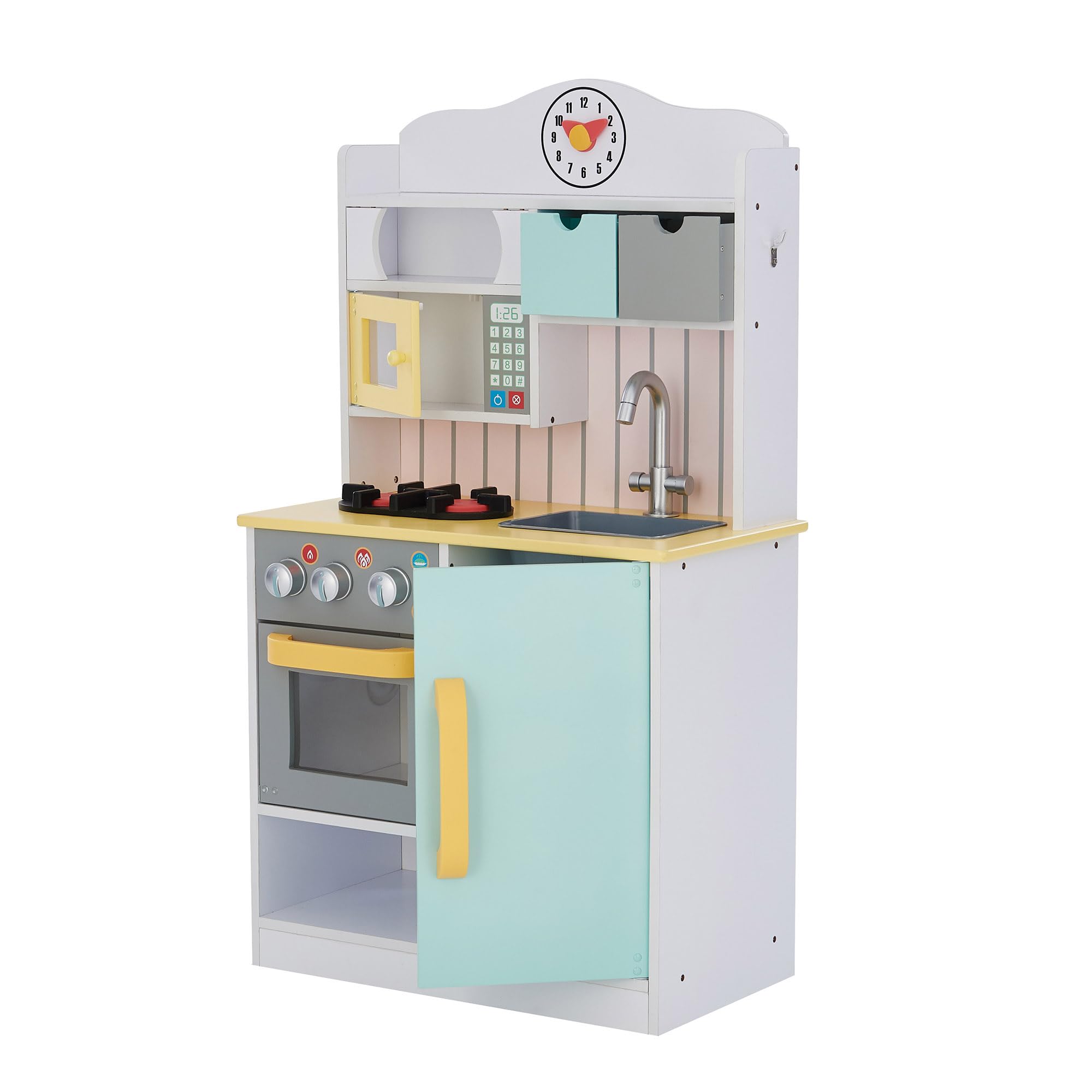 Teamson キッズプレイキッチンごっこ命のせんたく仕掛ける 付属品付き添い人 Little Chef Florence 古典派音楽 白いこと 緑であること 黄色 キッズ プレイキッチン