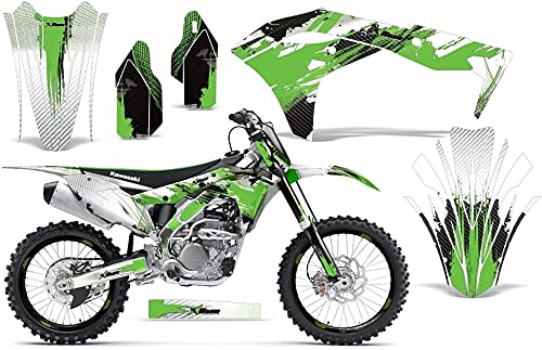 AMR Racing MX ダート自動二輪車 グラフィック一揃いの道具 ステッカー デカール 電話番号お皿 カワサキ KXF250 2017-2018相応う 炭素X 緑であること