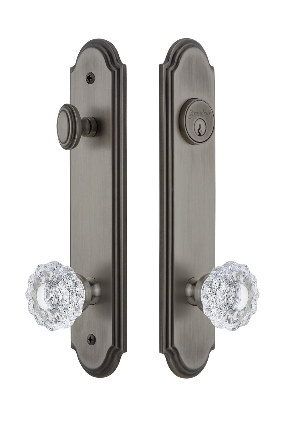 Grandeur Hardware 839791 弧線 トール一皿 コンプリートエントリーセット ベルサイユノッブ付き添い人 うしろ側仕掛ける大きさ - 2.75in アンティークピューター