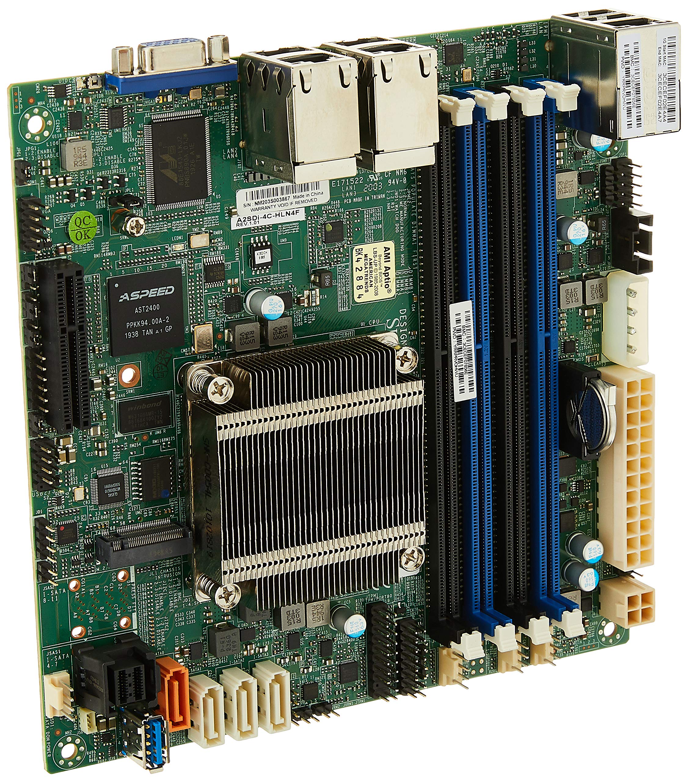 Supermicro A2SDi-4C-HLN4F - マザーボード - Mini ITX - Intel Atom C3558
