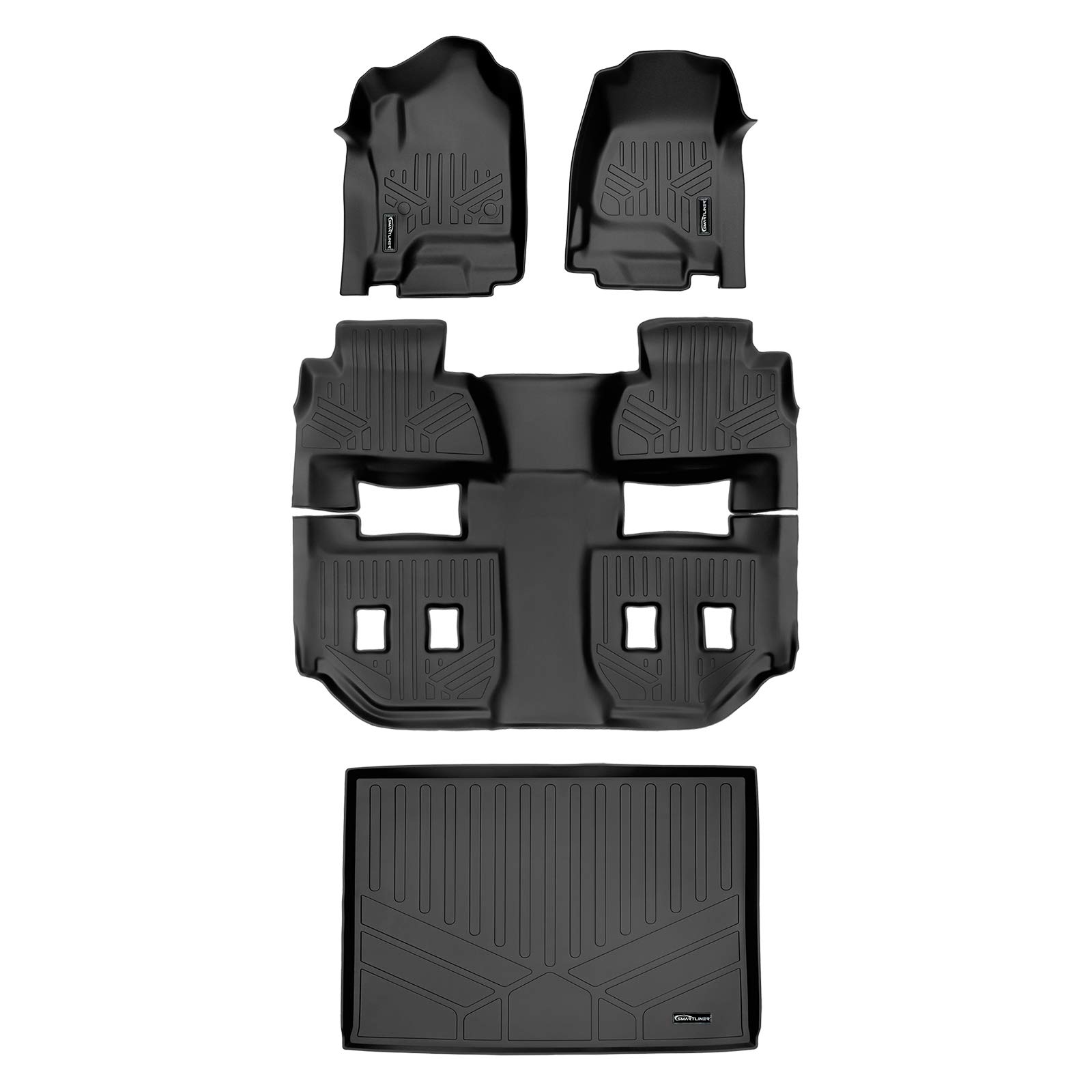 MAXFLOORMAT smartcoverageプレミアムフロアマット(3行) MAXTRAY CargoライナーBehind第3行セットブラックfor 2015 ? 2018 Chevy Suburban/GMCユーコンXL