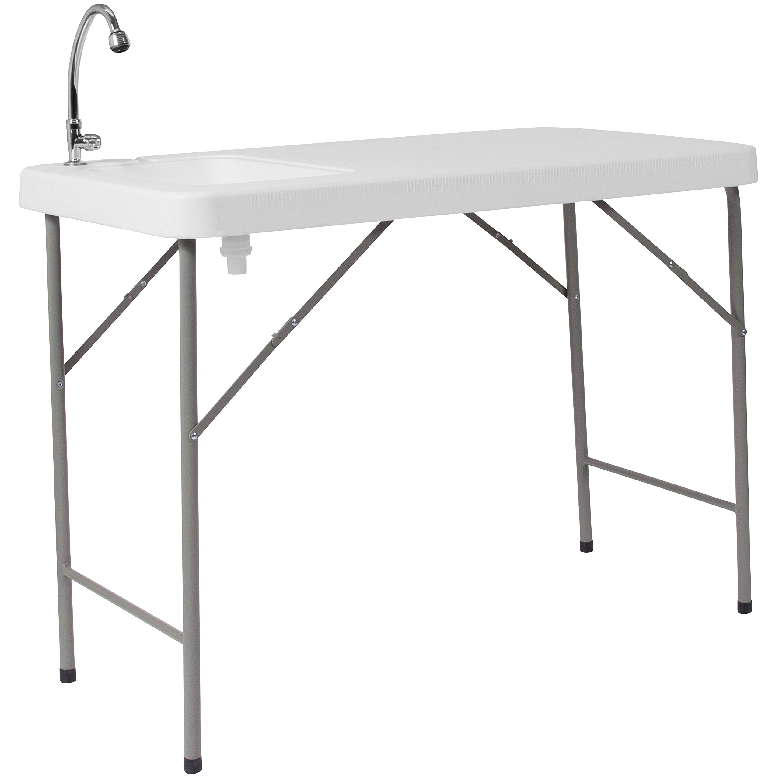 Flash Furniture Wesley 4フート 携帯型 魚洗い濯ぎ早見表 シンク付き添い人 露天 携帯型 折りたたみ 難民キャンプ シンク早見表 水道の栓付き添い人 配管差し押さえ付き添い人 白いこと