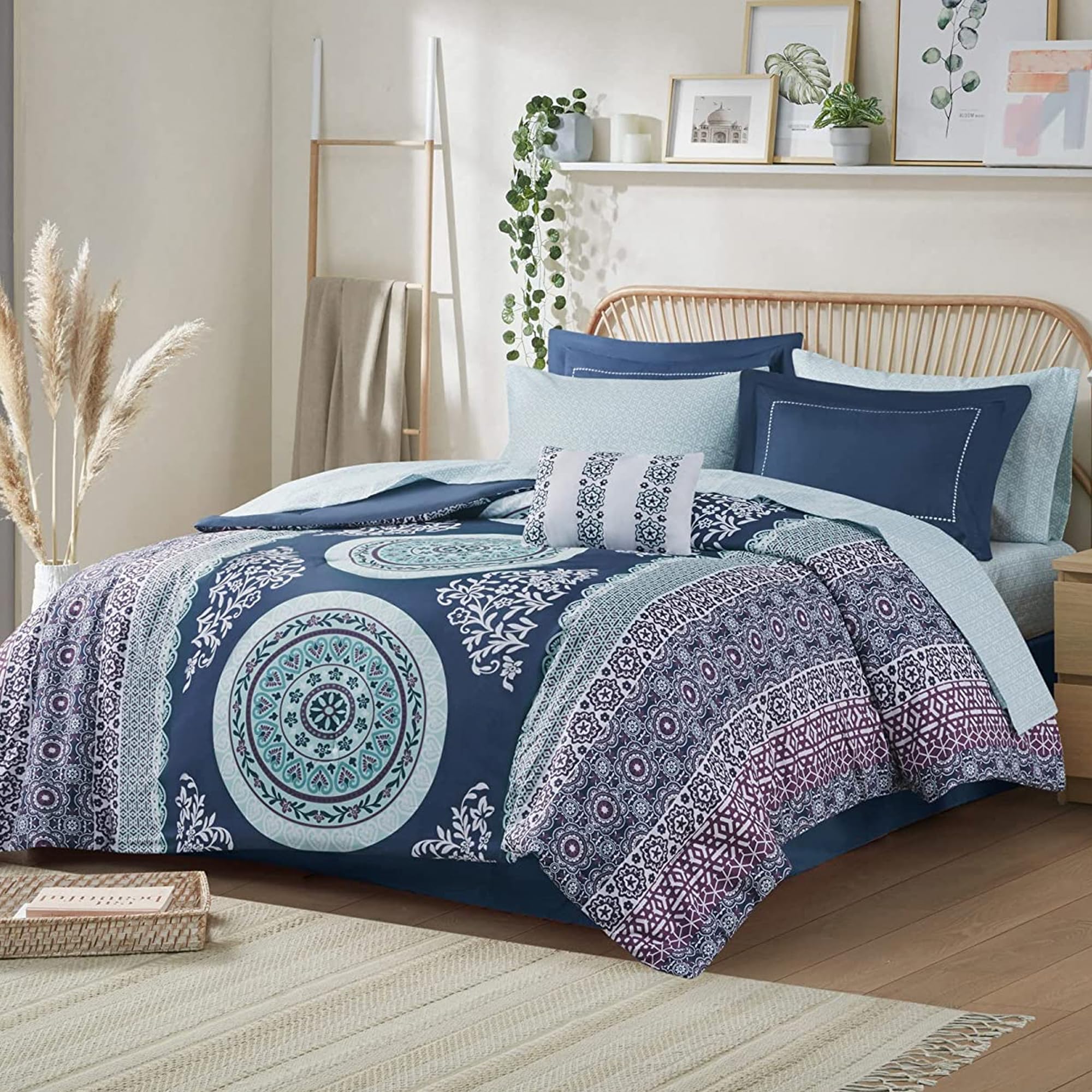 Loretta Comforter and Sheet仕掛ける ツイン 青み