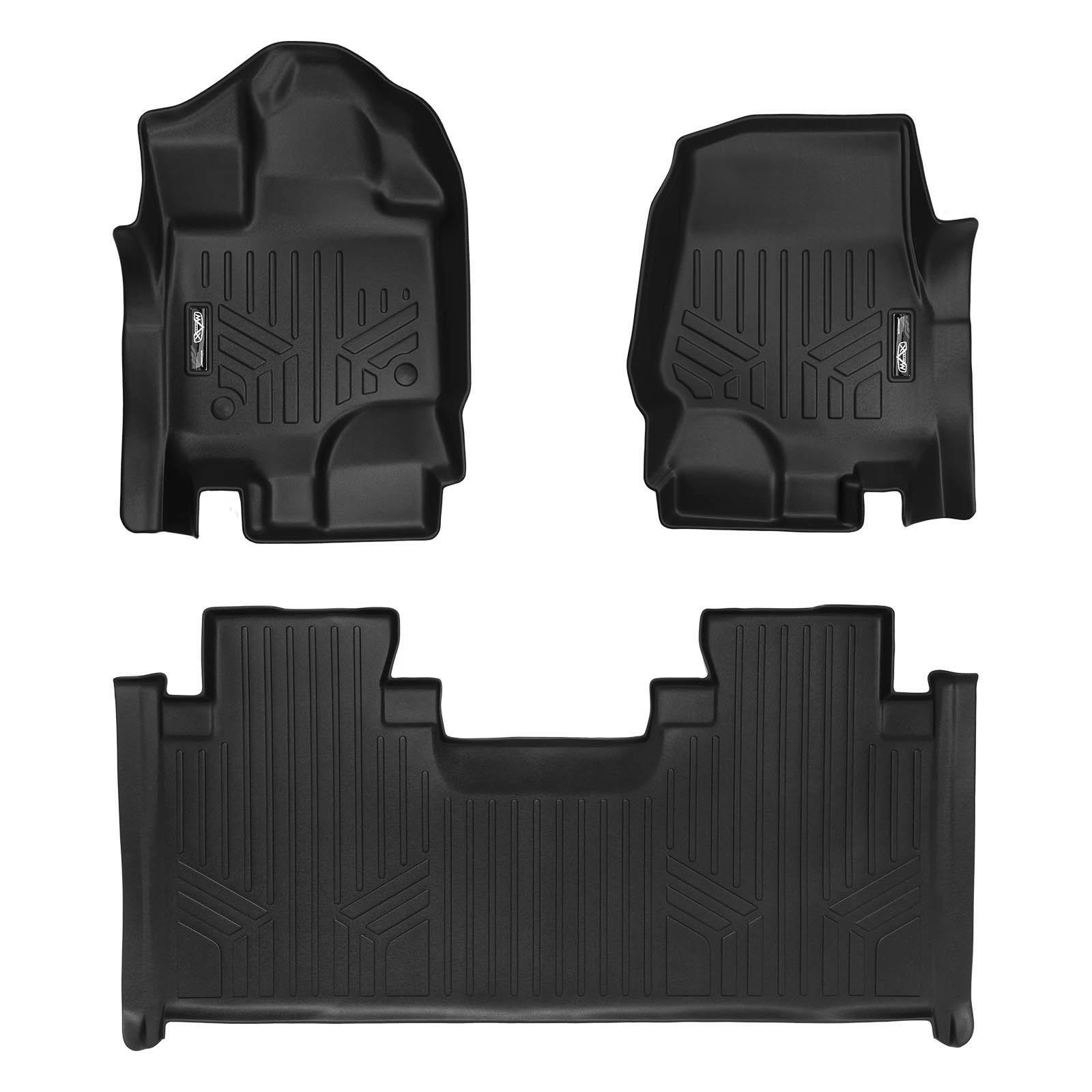 MAXFLOORMAT smartcoverageプレミアムフロアマット2行セットブラックfor 2015 ? 2018フォードF - 150スーパーカブwith 1st行ベンチシート画像