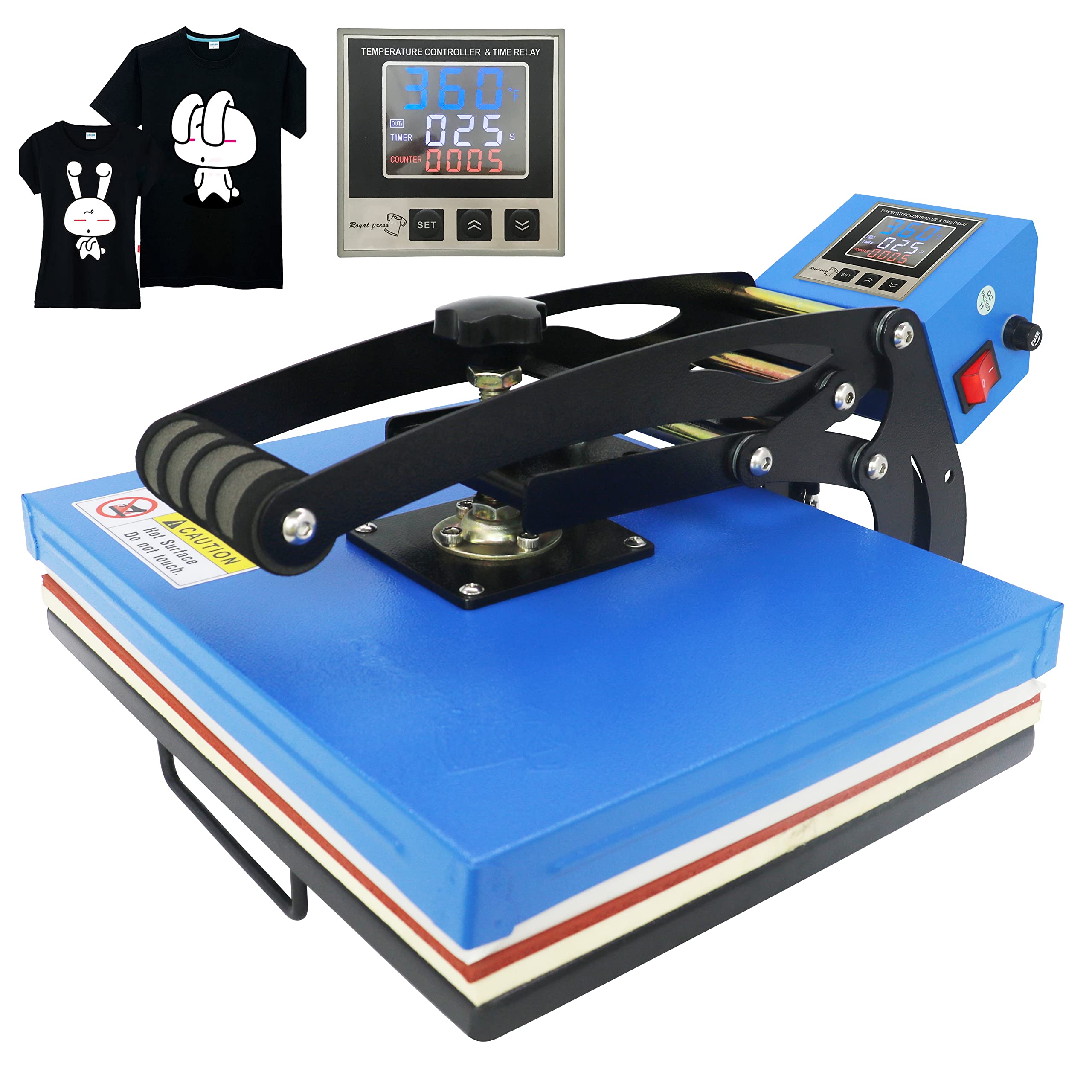 Royal Press royalpress 15 ×15 工業品質inテリジェントメモリデジタル昇華熱伝達機Tシャツ熱プレス機、15 ×15 、 ブラック
