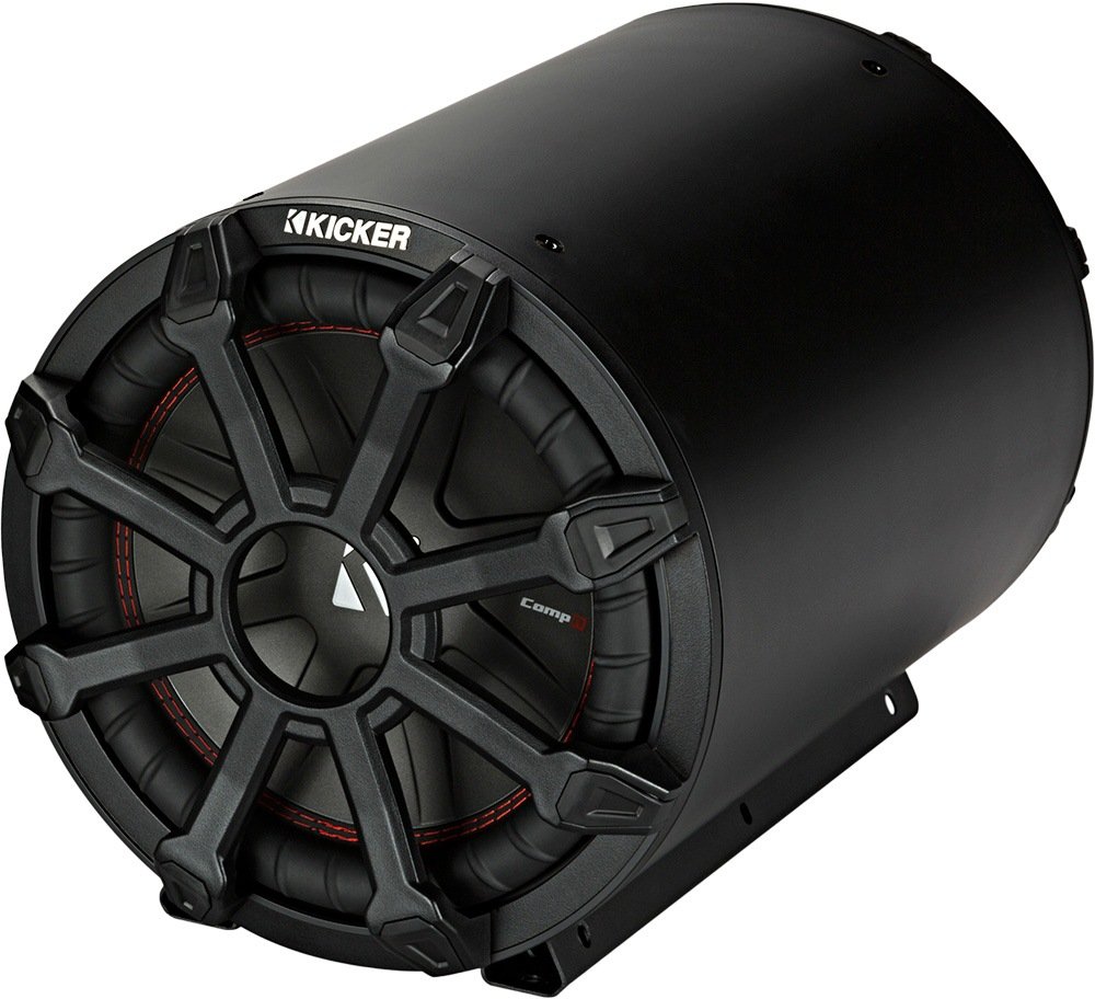 Kicker 10インチ 800ワット 最大2オーム 密閉型チューブサブウーファー、ブラック