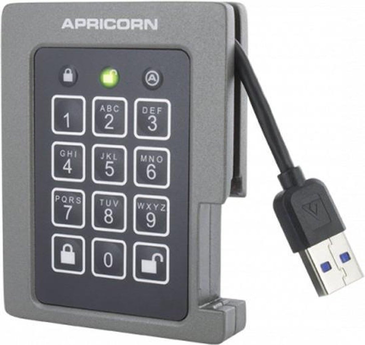 Apricorn Aegis Padlock 2 結核症 SSD 256-Bit  FIPS 140-2 Level 2 Validated Ruggedized USB 3.0 Encrypted External Portable Drive (ASSD-3PL256-2TBF)