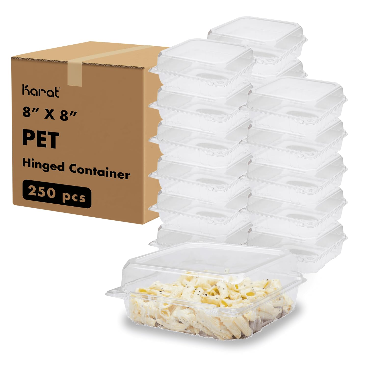 Karat FP-HC88PET-1C 8\u0027\u0027X 8\u0027\u0027 Pet Hinged Containers (Case of 250) パソコン・周辺機器-インクカートリッジ-プリンター・FAX用インク