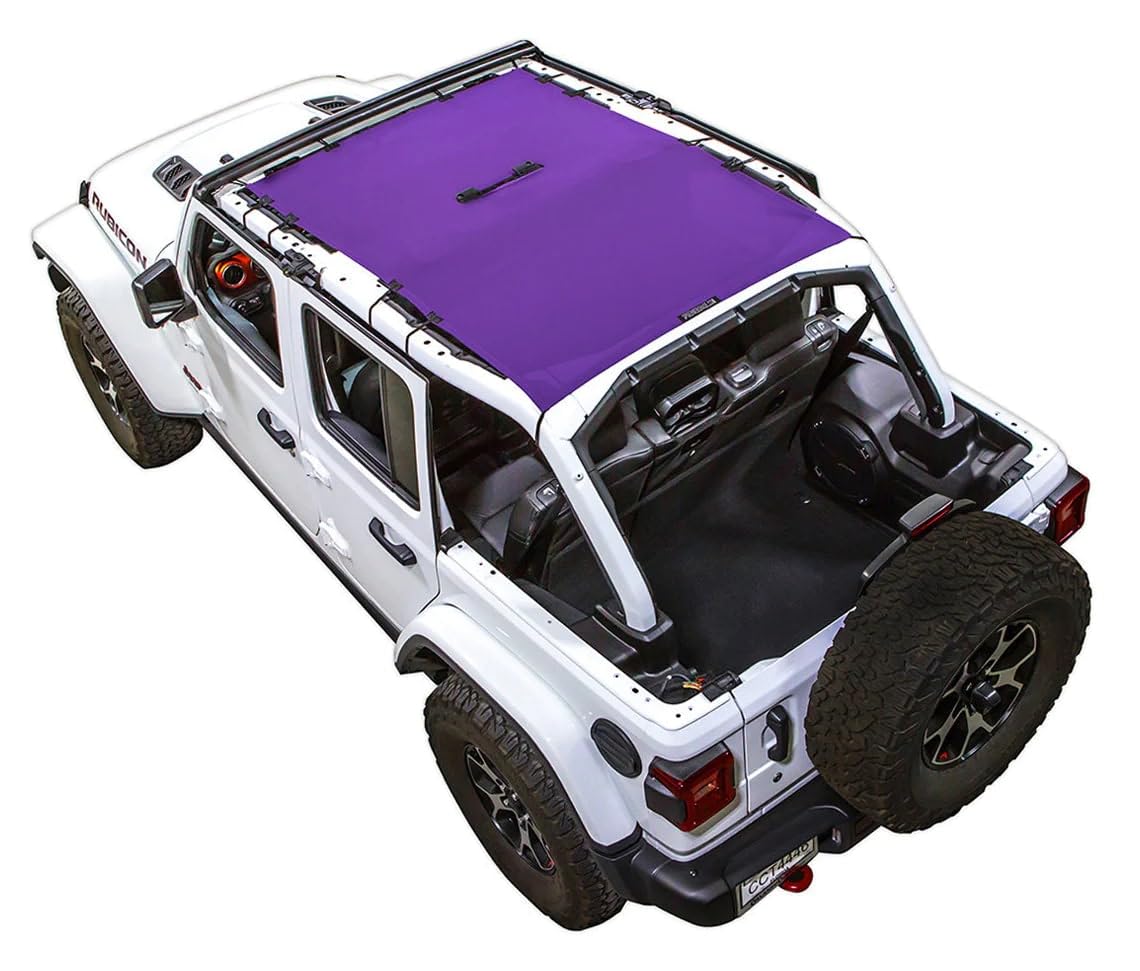 SPIDERWEBSHADE メッシュ ジープ サンシェード トップ Jeep JLU 4ドア対応 (2018年-現在) 米国製 メッシュサンシェード トップ サンシェード ジープアクセサリー (パープル)