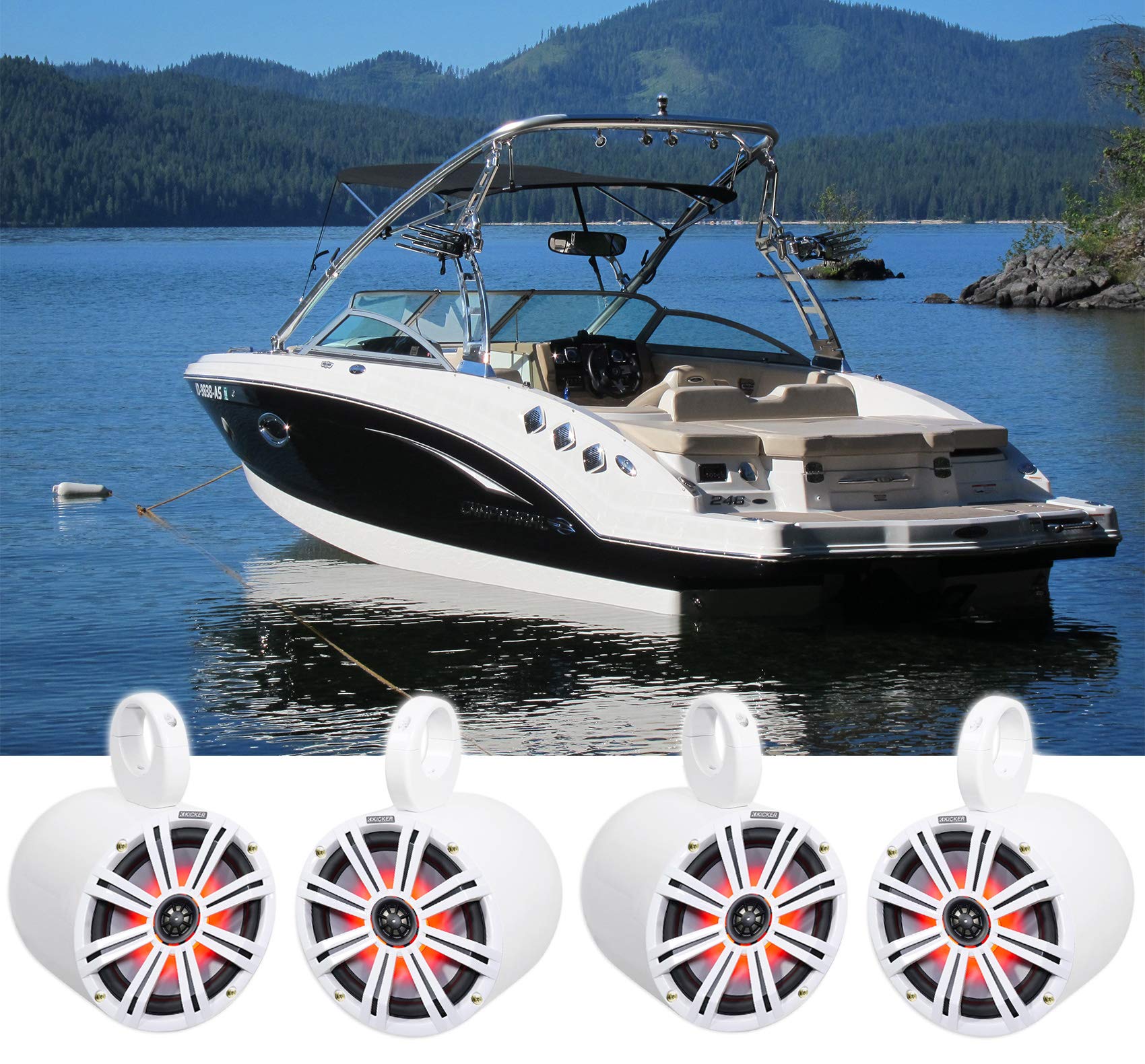 ( 4 )キッカー45 粁84l 8  1200 W Marine猪牙Wakeboard円柱金棒引きW / LEDの粁8