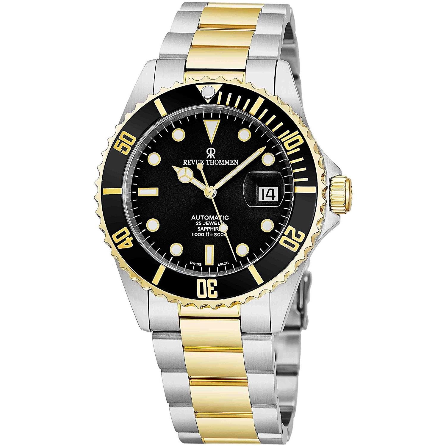 Revue Thommen 17571.2147 Diver Black Dial Two Tone Stainless Steel Swiss Automatic Watch