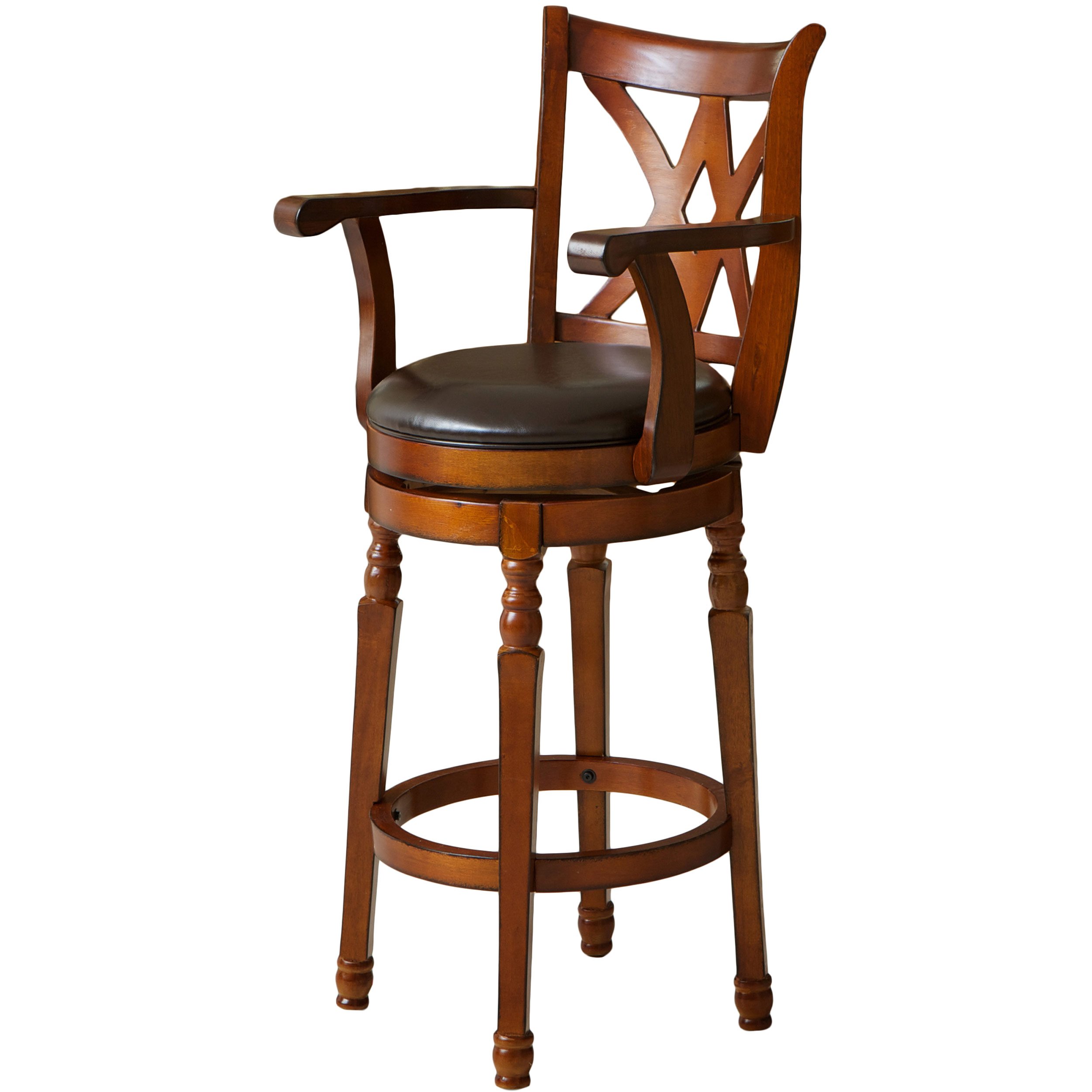 Great Deal Furniture Hanford ブラウン アームド スイベル バースツール