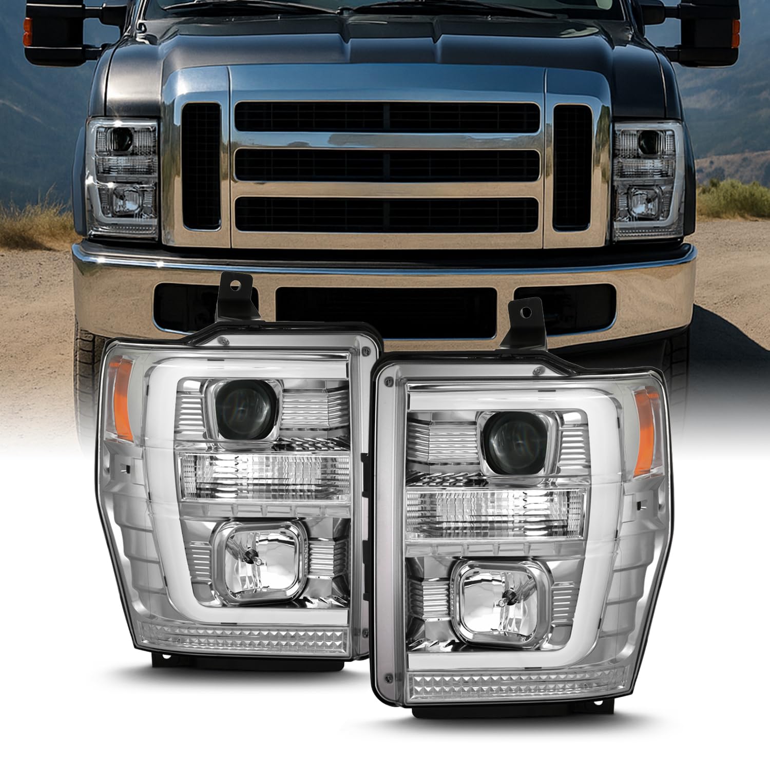 AKKON - 2008-2010 ジェラルド・r・フォード F250 F350 F450 F550 スーパーデューティー LED 熱電子管 映写機 前照燈 １番ウッド+手つだい席有りの実