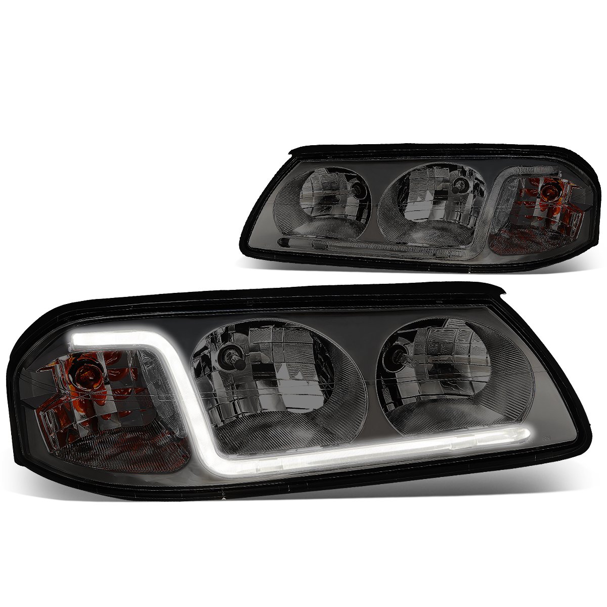 DNA Motoring HL-LB-CI00-SM-CL1 スモークレンズヘッドライト LEDデイランニングライトバー付き交換用 00-05 Impala用