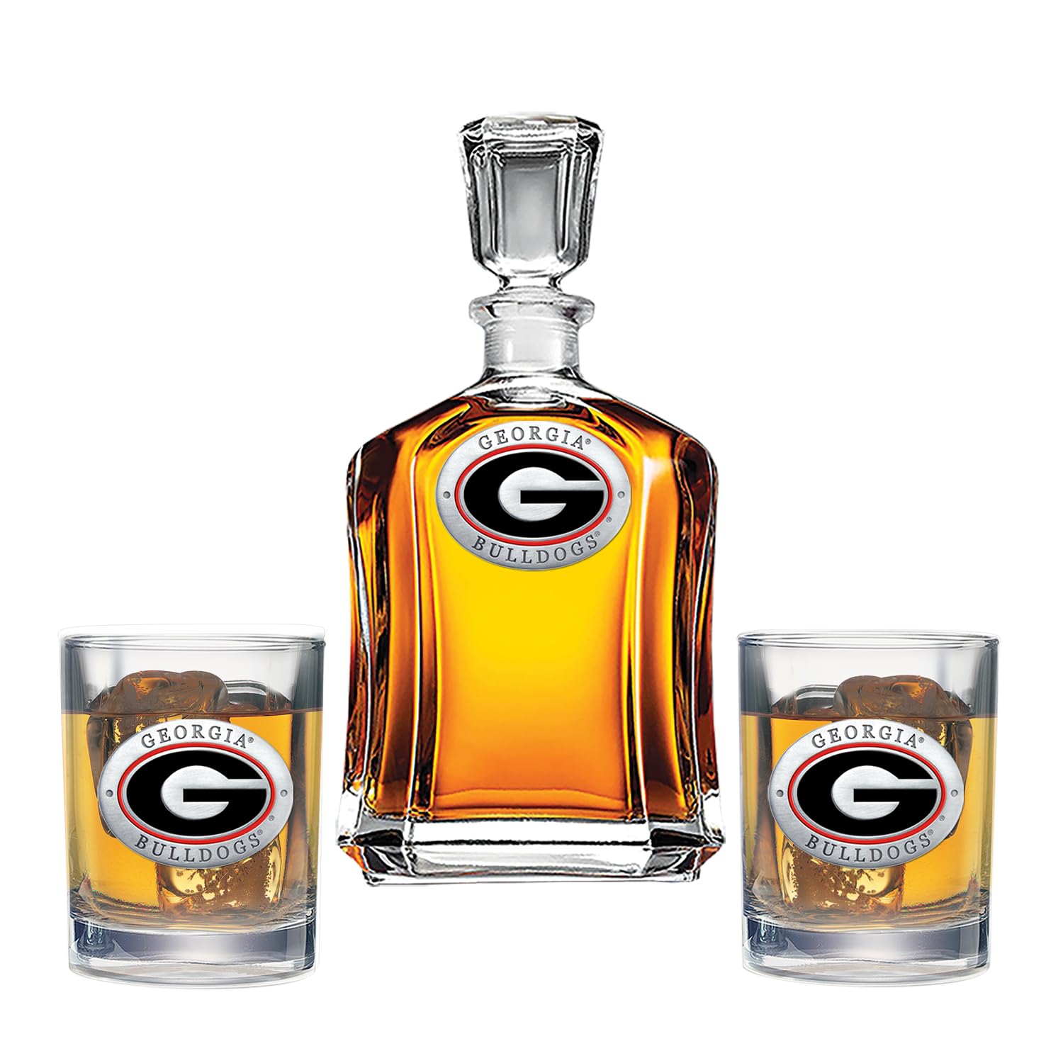 Heritage Metalwork Georgia Bulldogs UGA デキャンタとウイスキーロックグラスセット