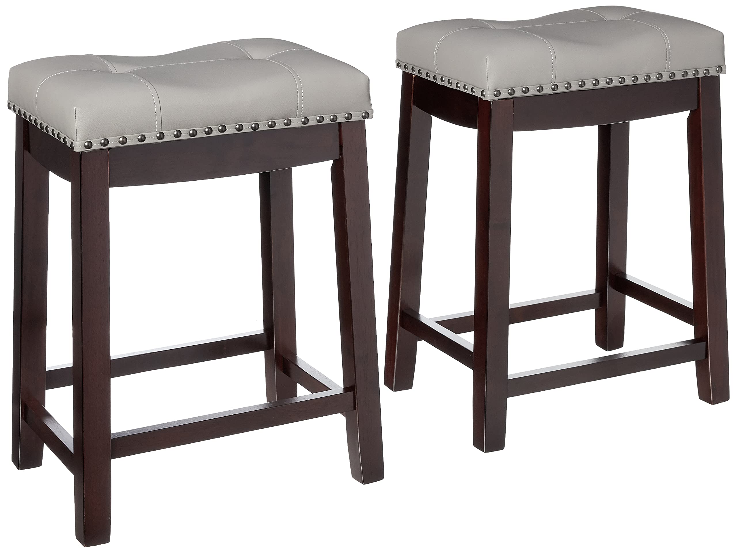 Angel Line Cambridge Bar Stools  24 Set of 2  Espresso with Gray Cushion プリンター・FAX用インク-パソコン・周辺機器-PCサプライ・消耗品