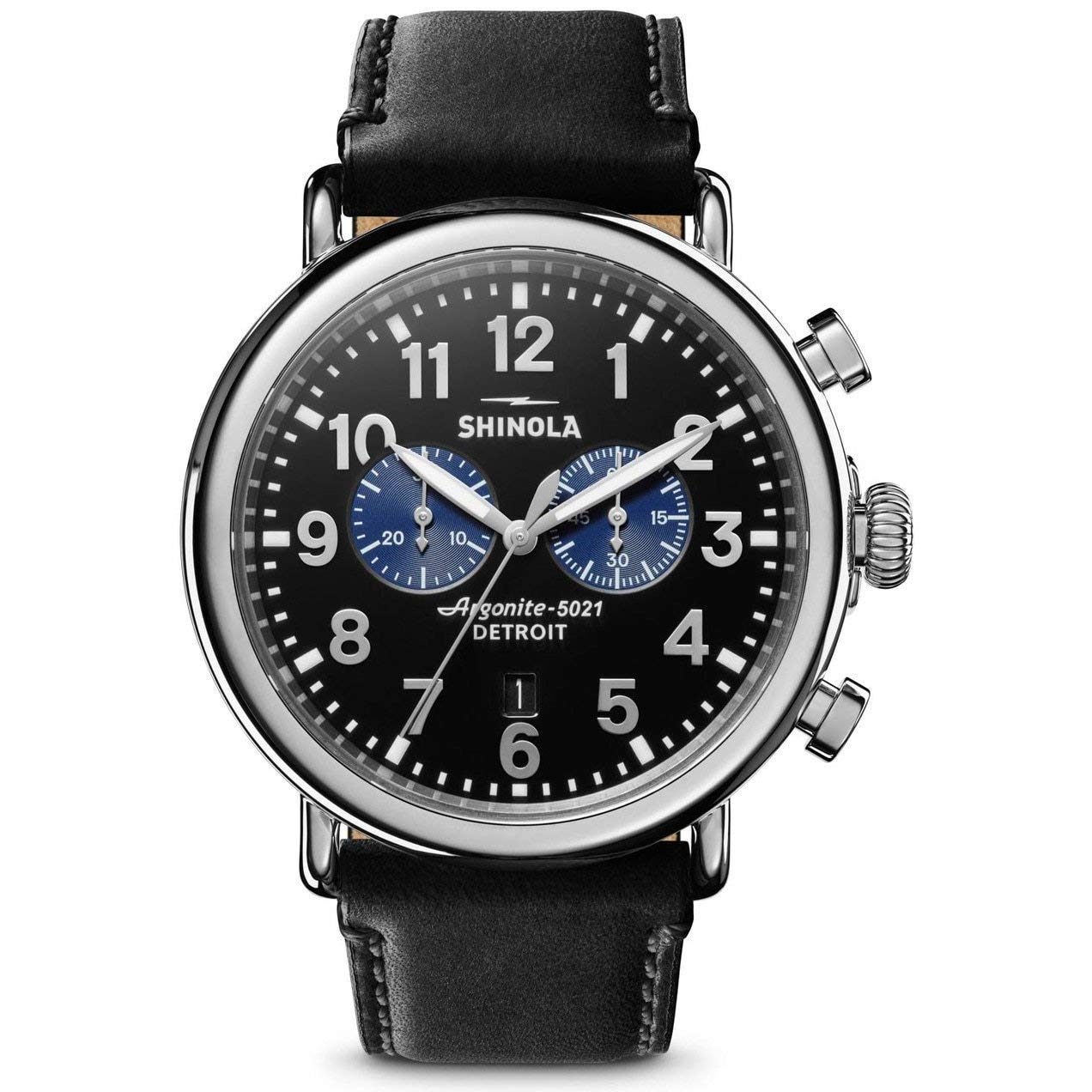 Shinola デトロイト ランウェル クロノグラフ 47mm - 20109242 ブラック/ブラック/ブルー アイズ ワンサイズ｜global研究所