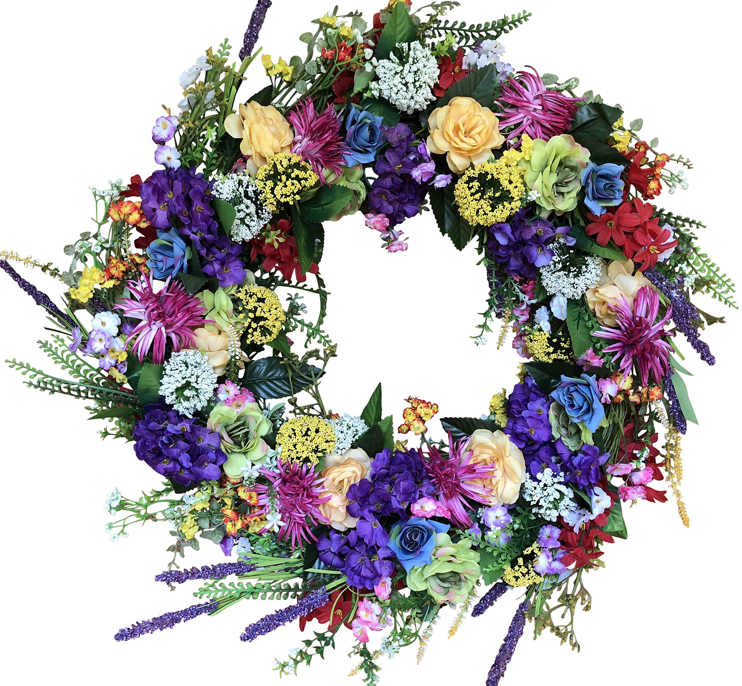 The Wreath Depot Ardmore スプリングフロントドアリース 22インチ 豪華なフェイクスプリングフラワーリース ホワイトストレージギフトボックス付き