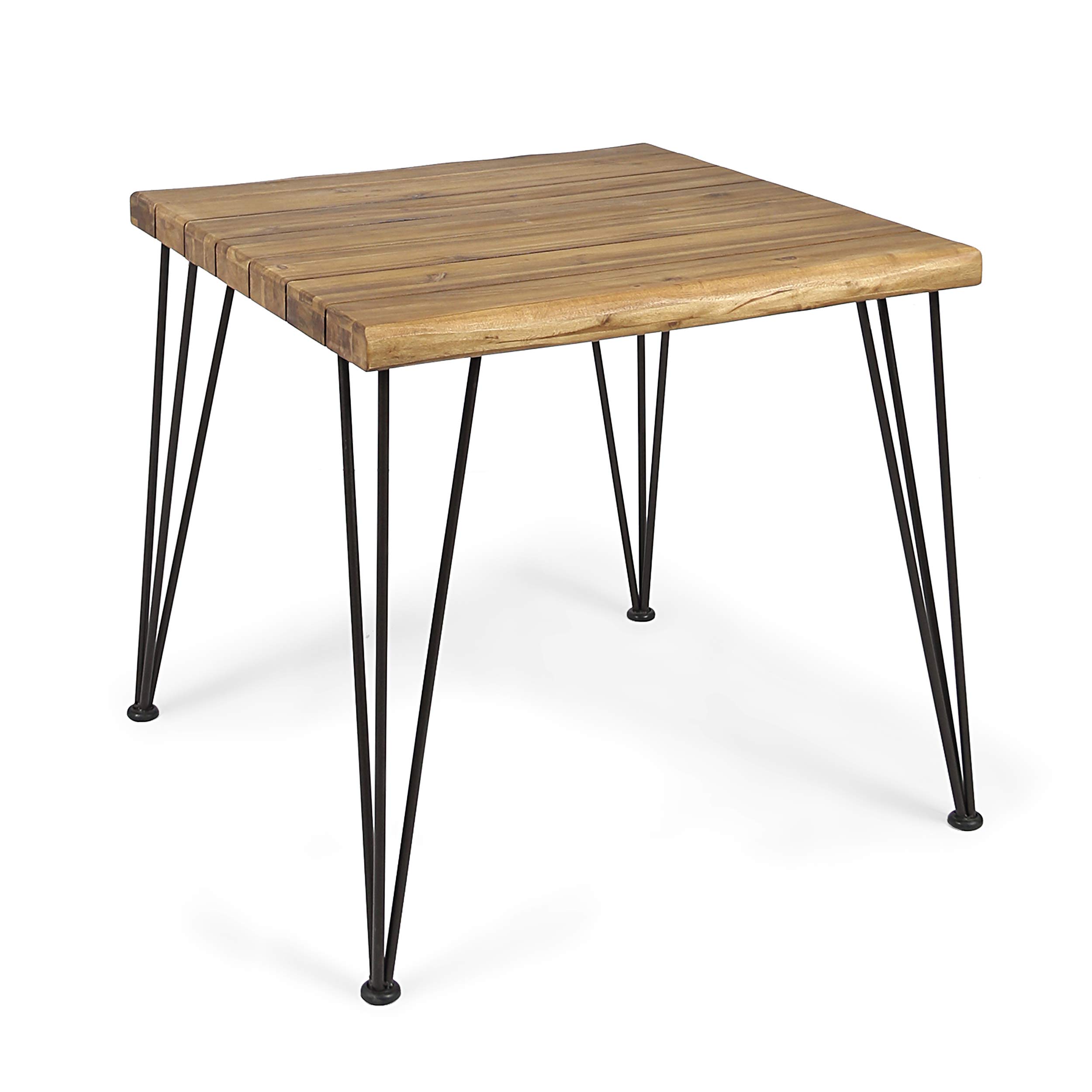 Christopher Knight Home Audrey Indoor Industrial Acacia Wood Dining Table Teak Finish Rustic Metal 141［並行輸入］