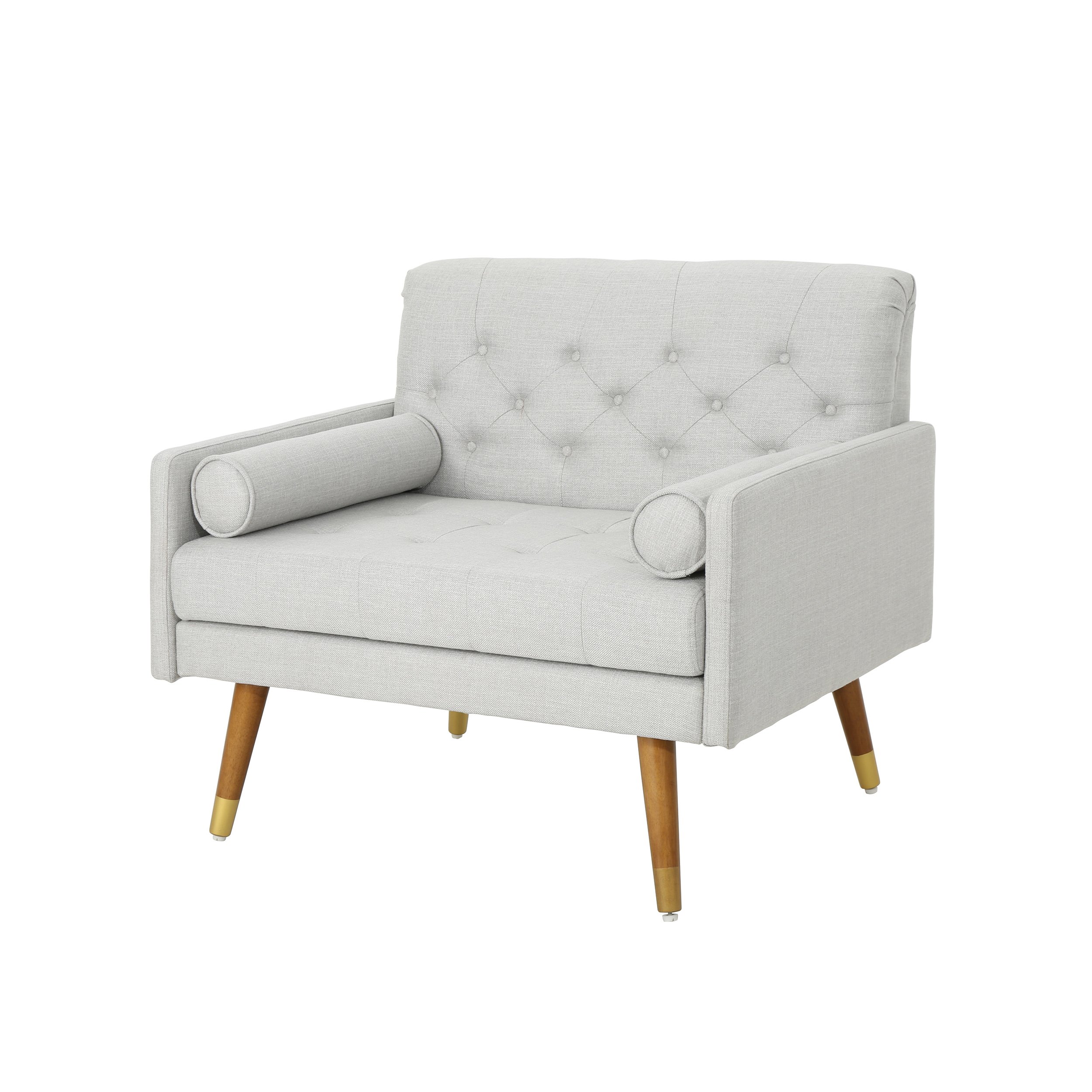 Christopher Knight Home Nour Fabric ミッドセンチュリーモダンクラブチェア ともし火薄墨色 自然的