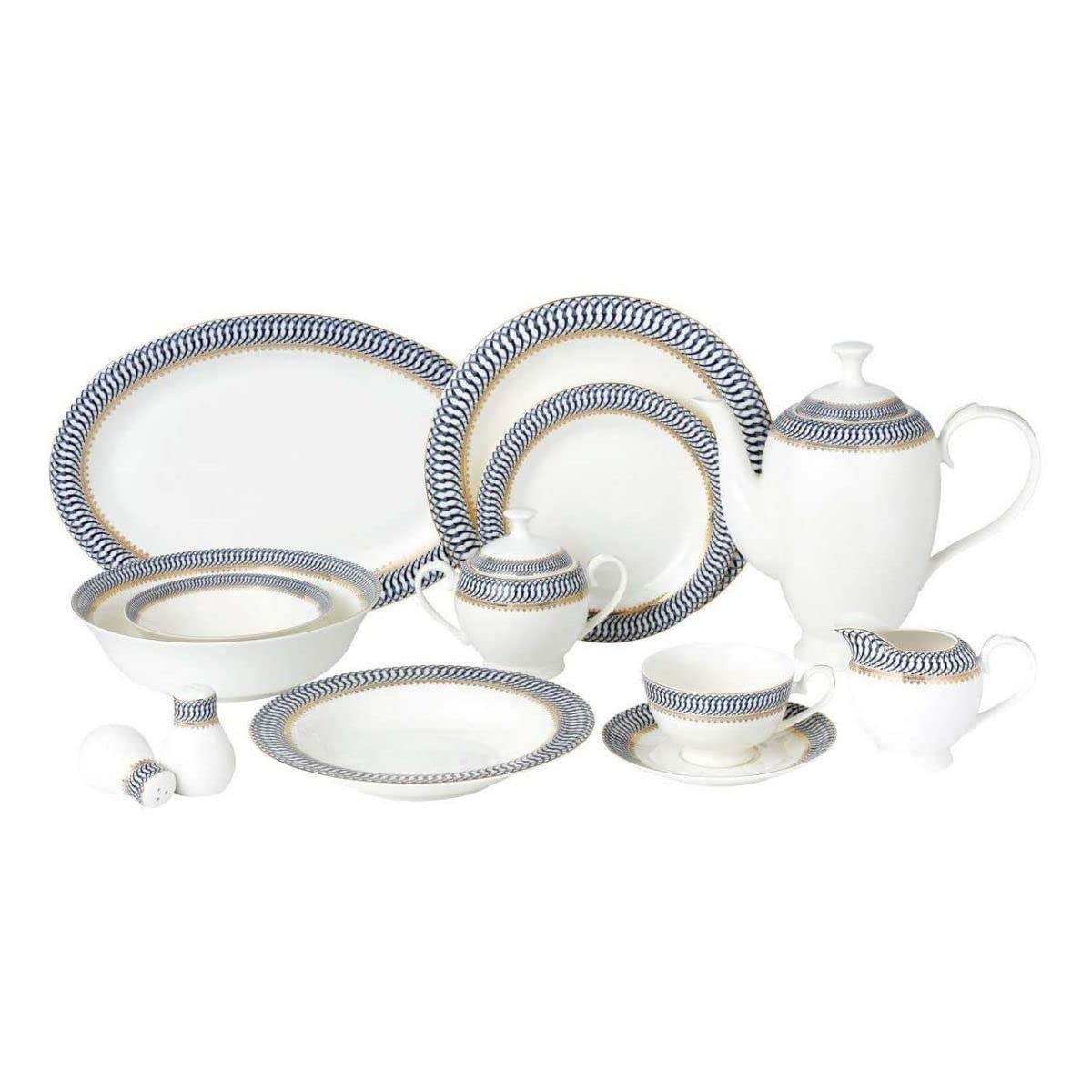 Lorren Home Trends Sapphire-57 57 天下太平 晩さん会お召しもの仕掛ける - ボーン 瀬戸ものお持て成し 8人用 サファイア 壱大きさ マルチ色合い