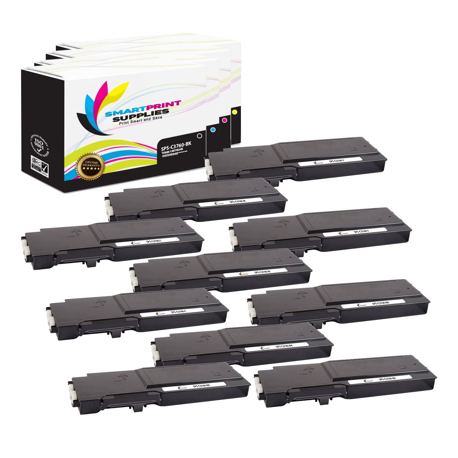 Smart Print Supplies C2660 C2665 交換用トナーカートリッジ Dell 331-8429 331-8432 331-8431 331-8430 (ブラック、シアン、マゼンタ、イエロー) - 10パック