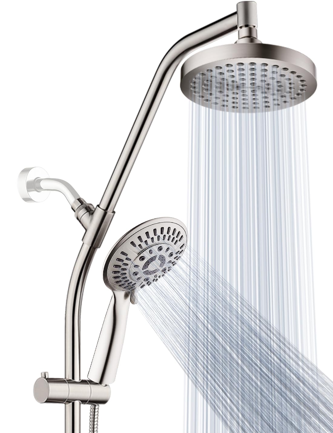 BRIGHT SHOWERS レインシャワーヘッド ジャズバンド 高圧ハンドヘルドシャワーヘッド 金管楽器シャワー新聞のコラム 高さ合わせる能力のある スライダー 無光沢Ｎｉ