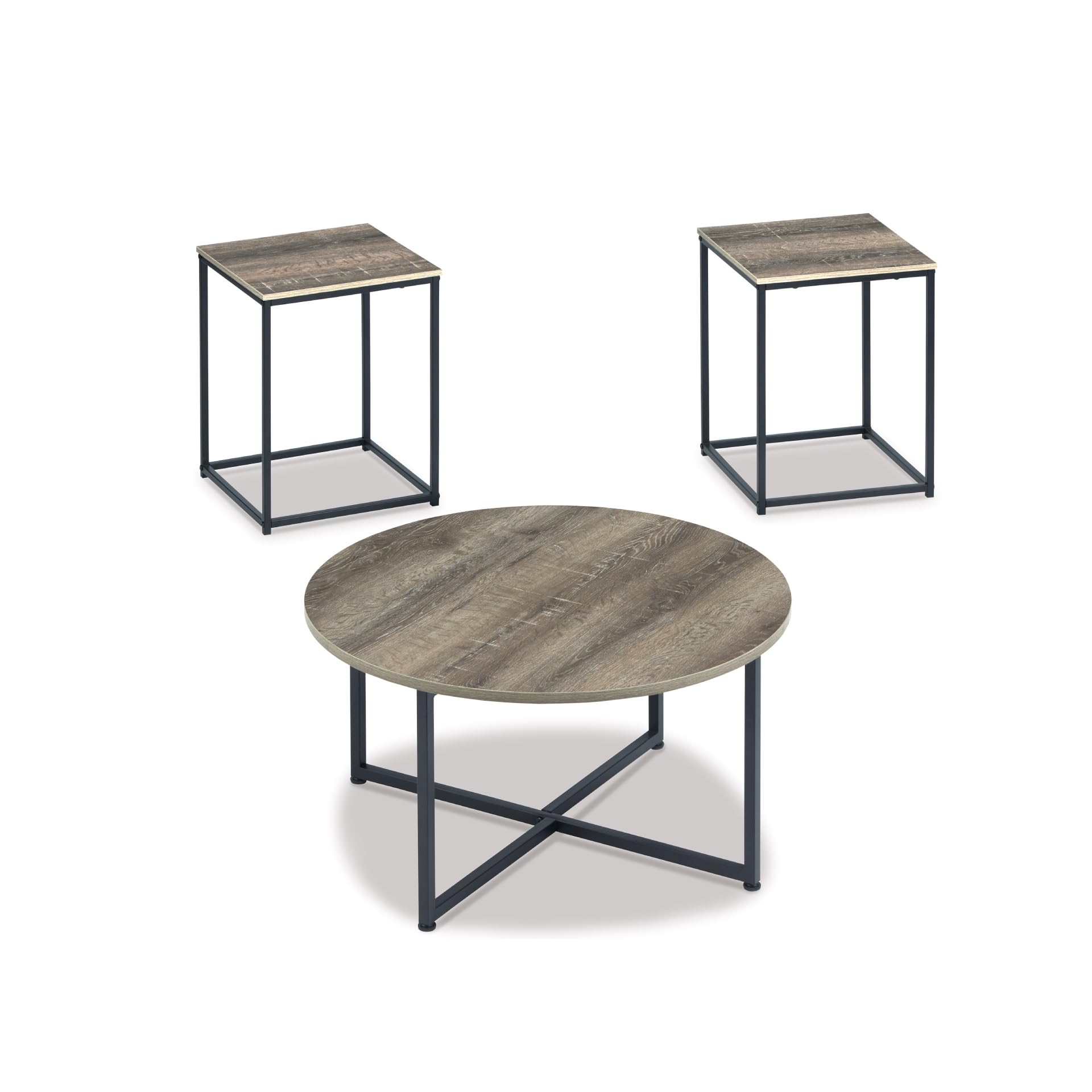 Signature Design by Ashley - Wadeworth Distressed Occasional Table Set of 3 Brown/Black Wood 141［並行輸入］｜global研究所