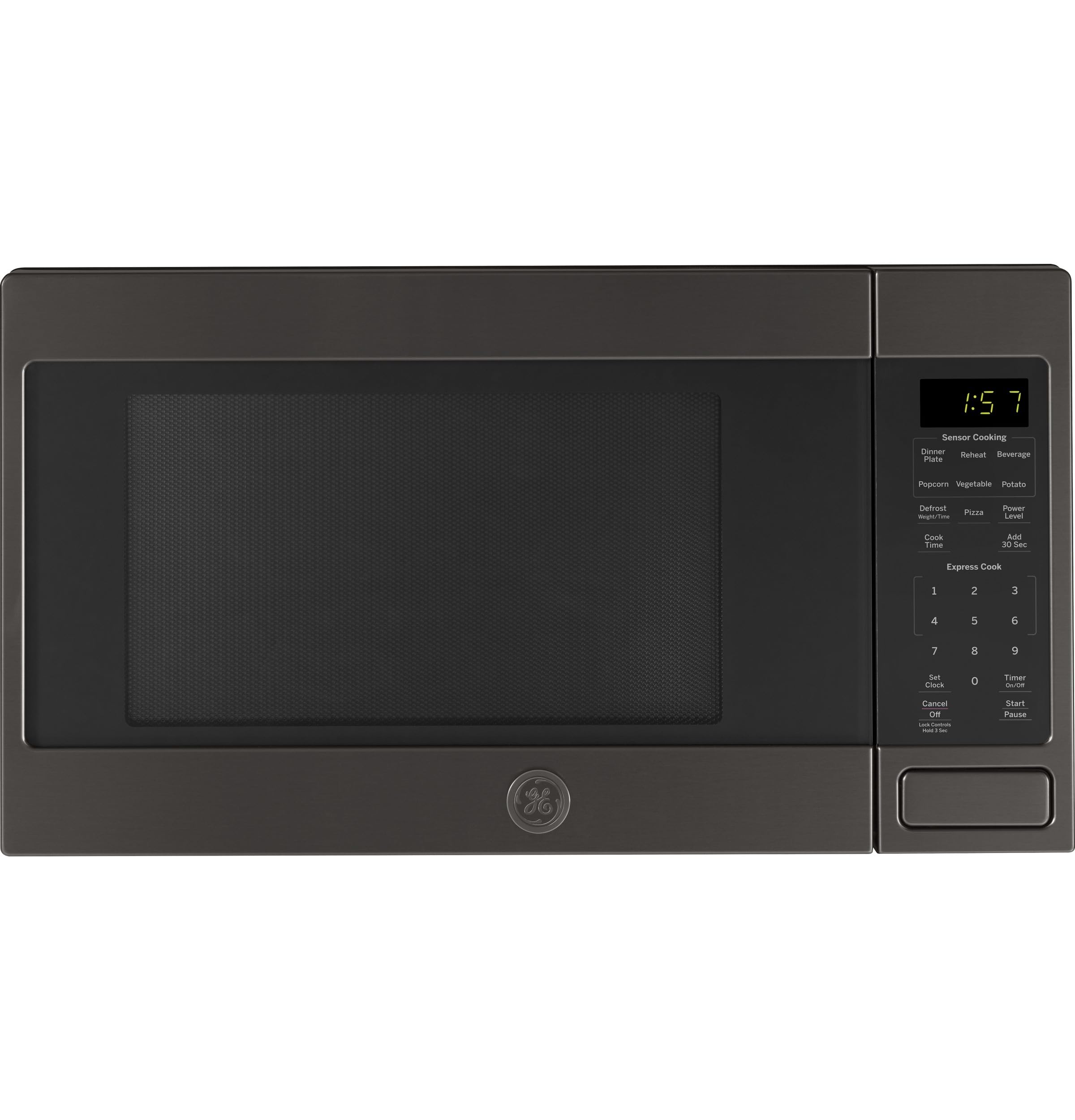 GE Countertop Microwave Oven  1 150-watt Capacity  1.6 Cubic Ft.  8 Auto Setting Cooking Settings  Kitchen Essentials for the Countertop  Dorm Room or Apartment  Black Stainless