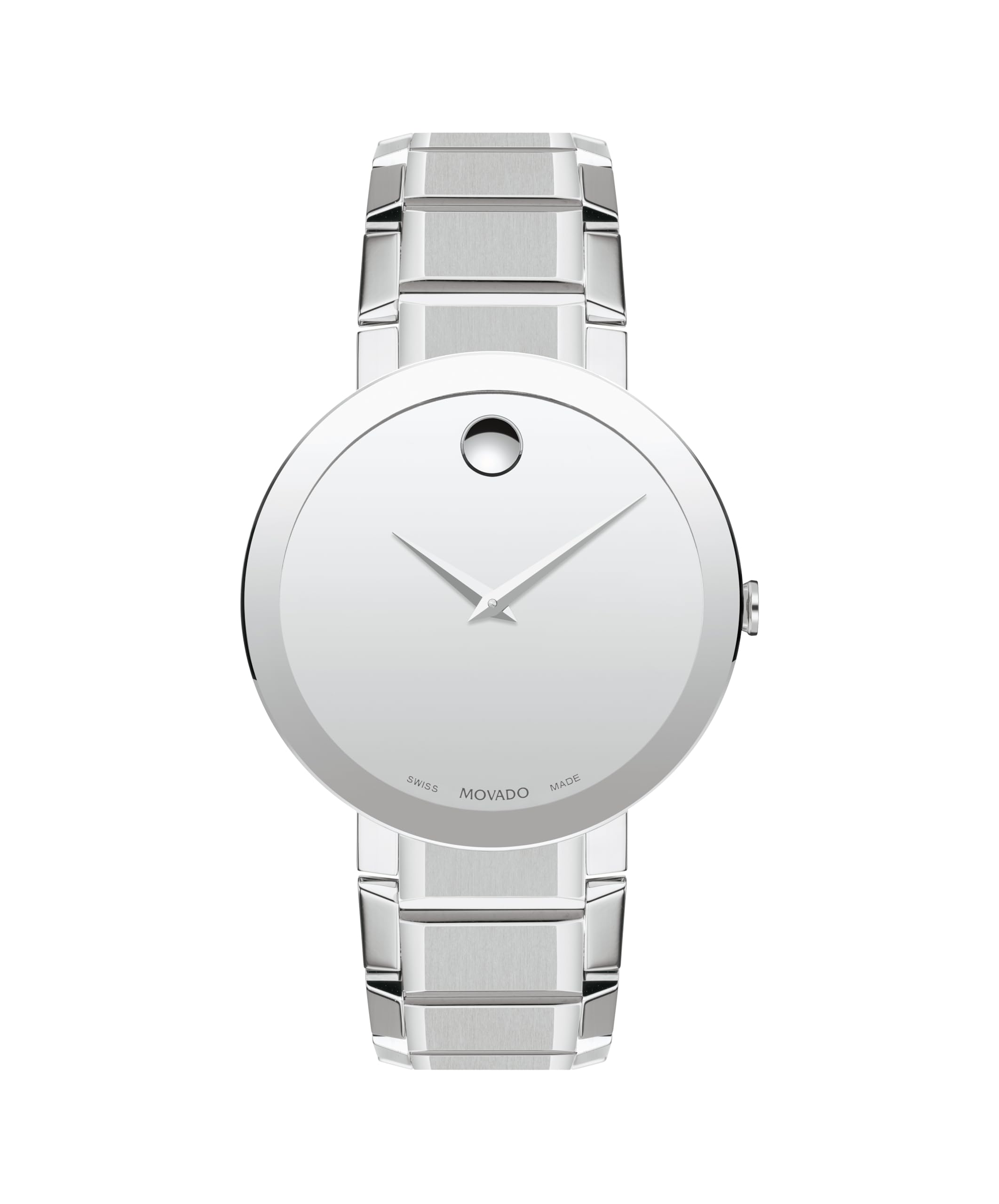 Movado メンズ 凹型一点 総合博物館 文字盤付き添い人サファイア ステンレス鋼 スチール写真 ご覧なさる (真似形 607178) 39 粍 銀 坦々たる