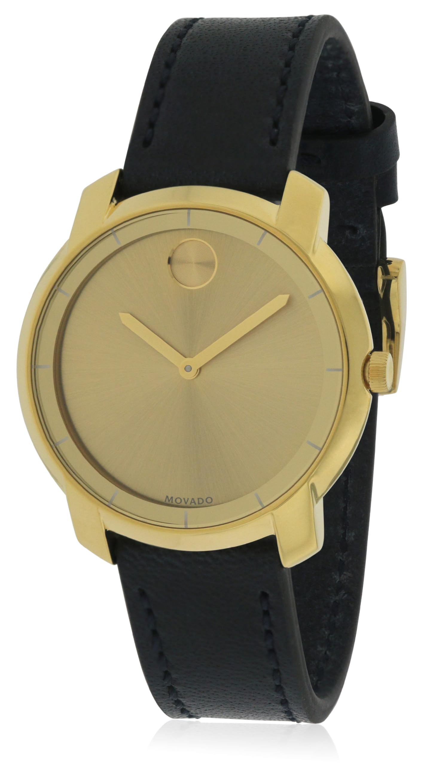 Movado 3600474 大胆なイエローゴールドサンレイダイアル レディースレザーウォッチ