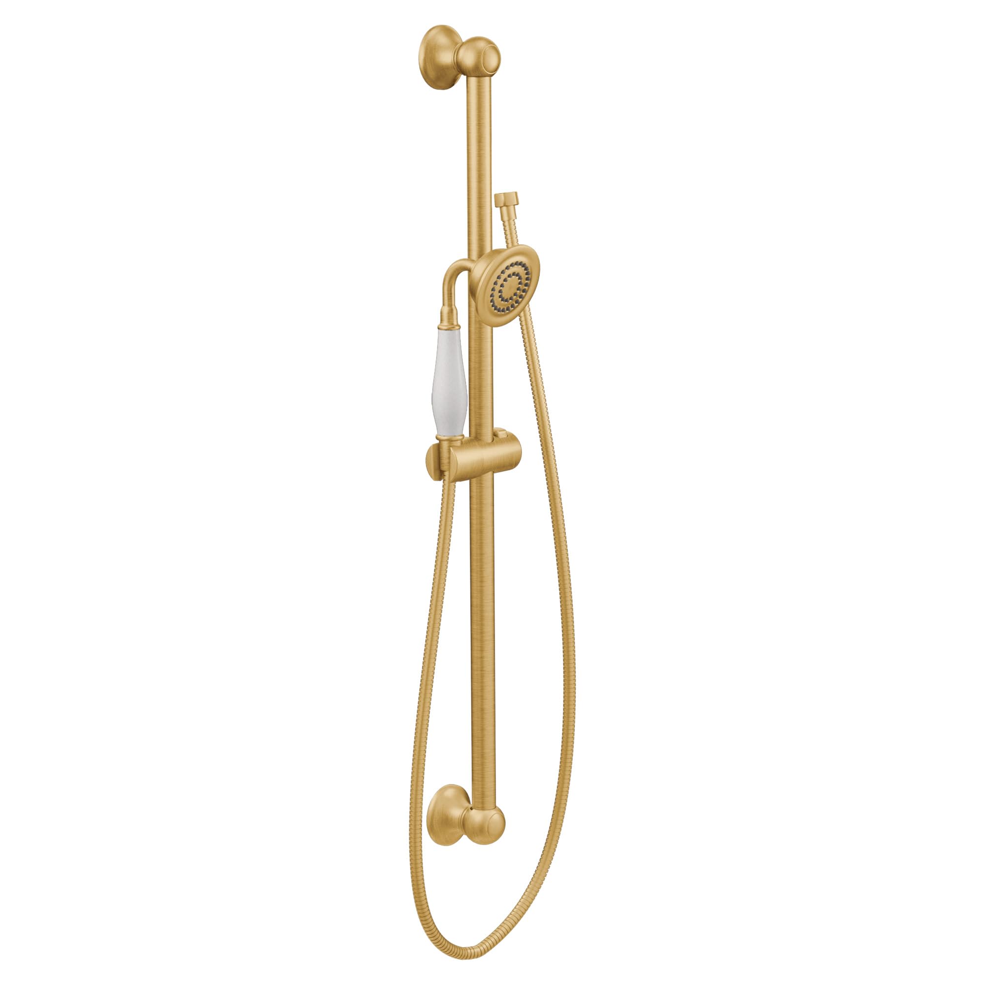 Moen S12107EPBG Weymouth トラディショナル エコパフォーマンス ハンドシャワー ハンドヘルドシャワー 30インチのスライドバーと69インチのメタルホース付き つや消しゴールド