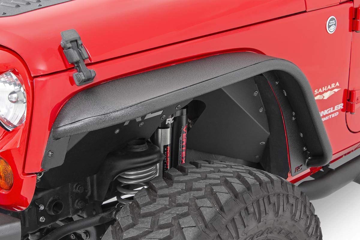 Rough Country 8in スチール写真 向こう正面 オフロード どろ除け 太陽面爆発 (相応う) 2007-2018 Jeep Wrangler JK | 熱電子管どろ除け | 10531