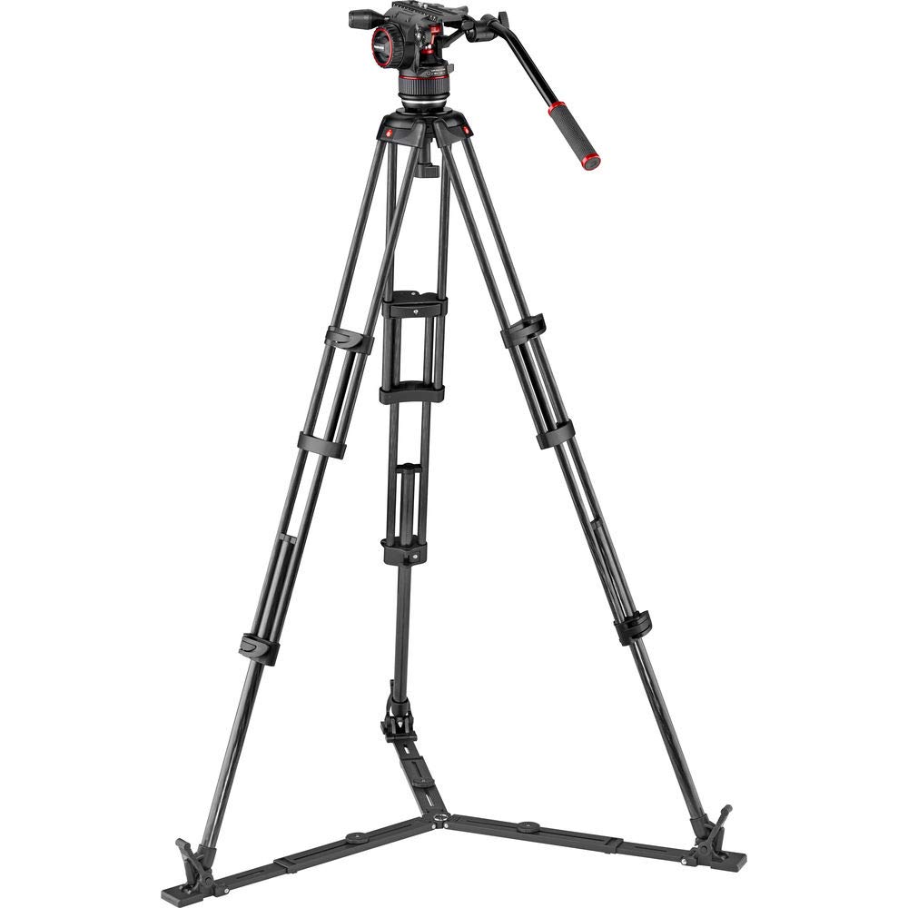 Manfrotto Nitrotech N8尖端\u0026炭素衣料繊維 ツインレッグビデオ三脚一揃いの道具 グラウンドスプレッダー 100/75粍どんぶり鉢