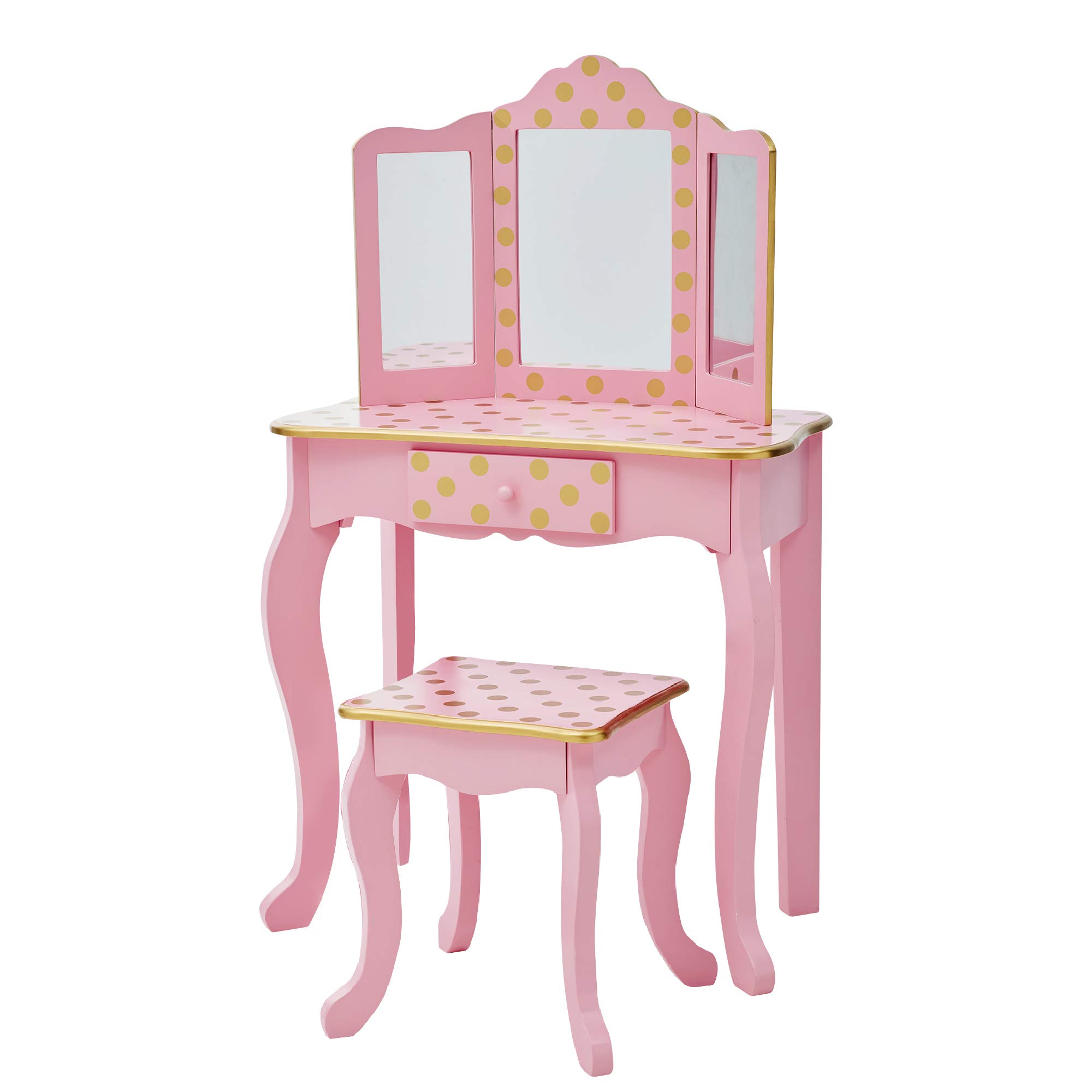 Teamson Kids Gisele トイ化粧台セット ピンク/ローズゴールドドット