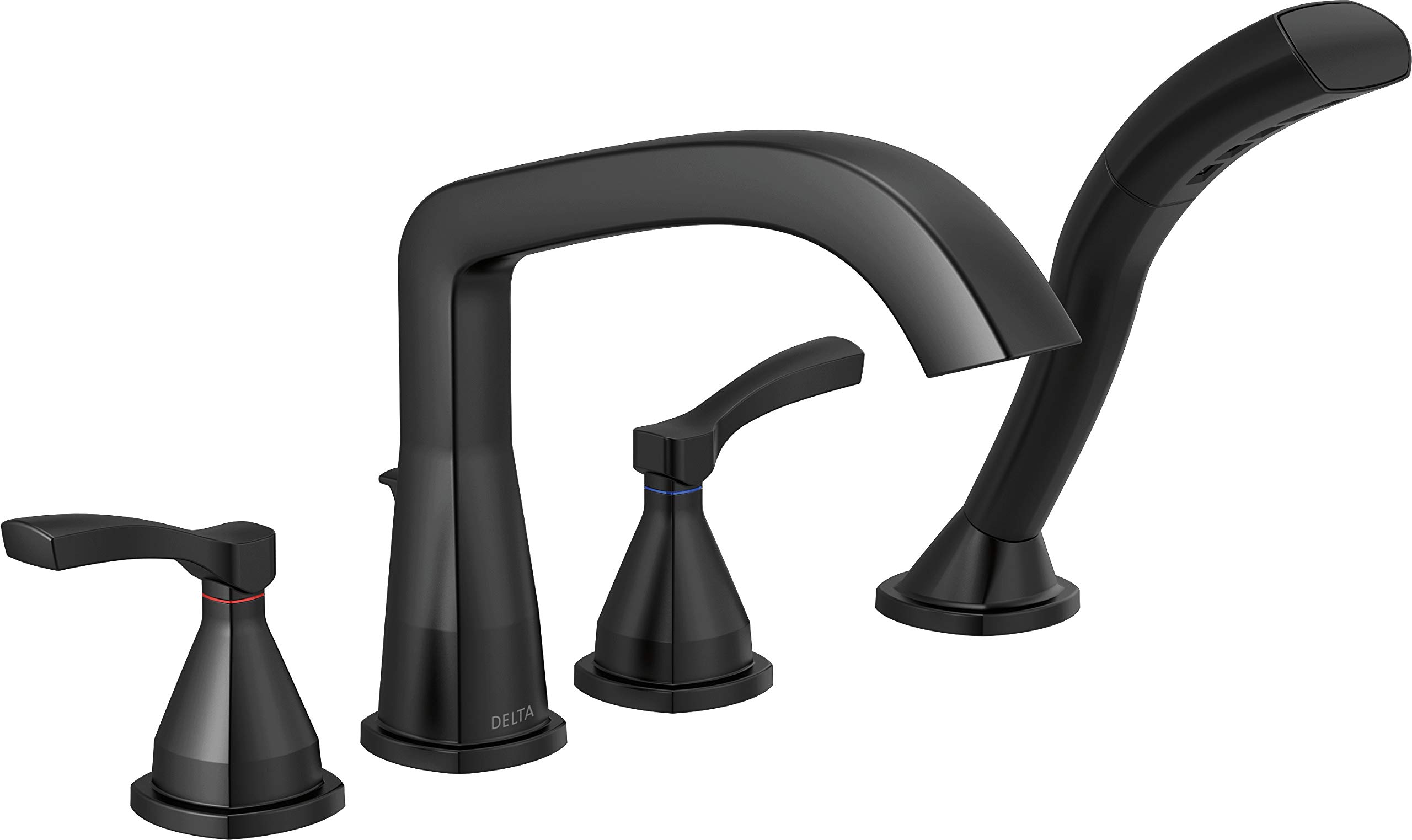 Delta Faucet T4776-BL 4穴ローマンタブトリムデッキマウント ダイバーター付き マットブラック