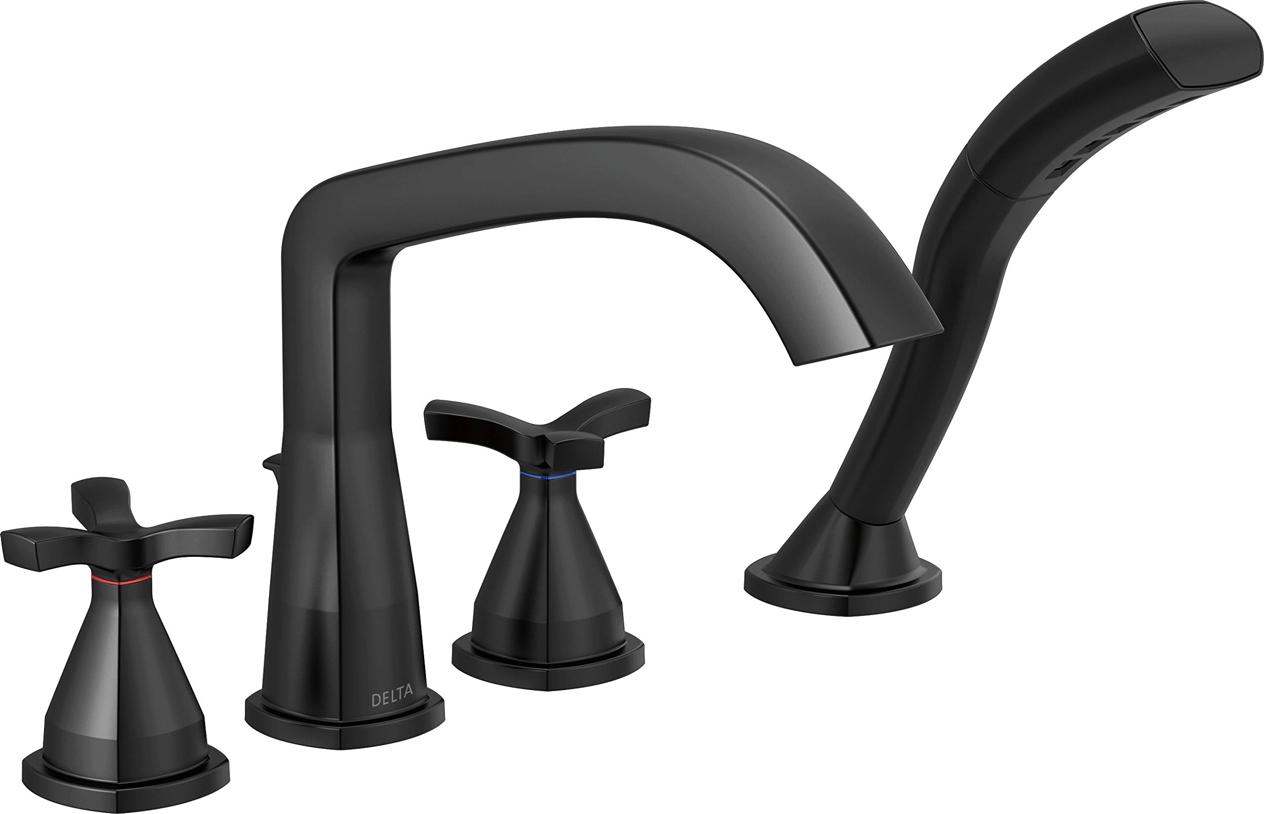 Delta Faucet T47766-BL 4穴 ローマンタブトリム 甲板マウント うつり変わり弁付き添い人 引っ敷き黒いこと