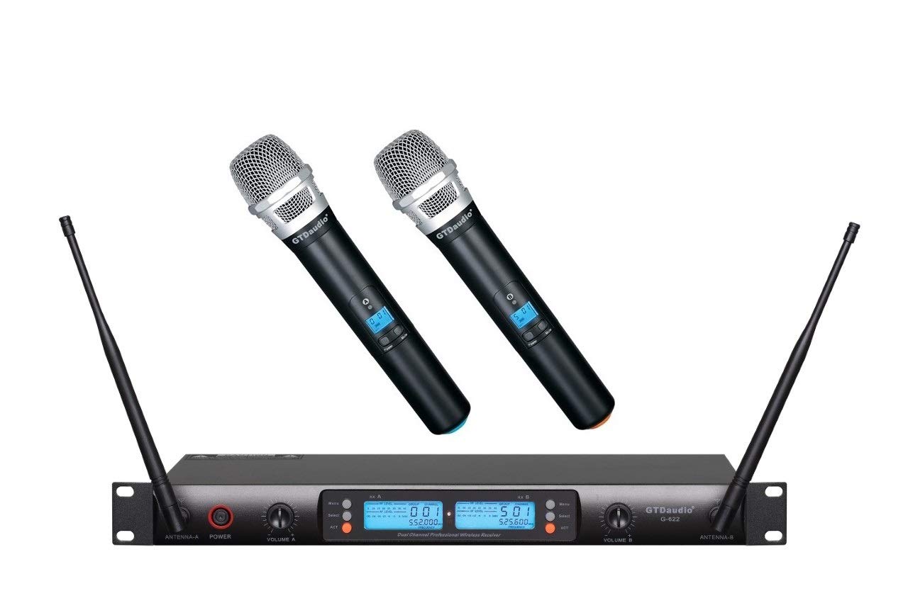 GTD Audio 2x100 Selectable Channel UHF Wireless Hand-held Microphone Karaoke Mic System (Hand held mics) 622H|global研究所