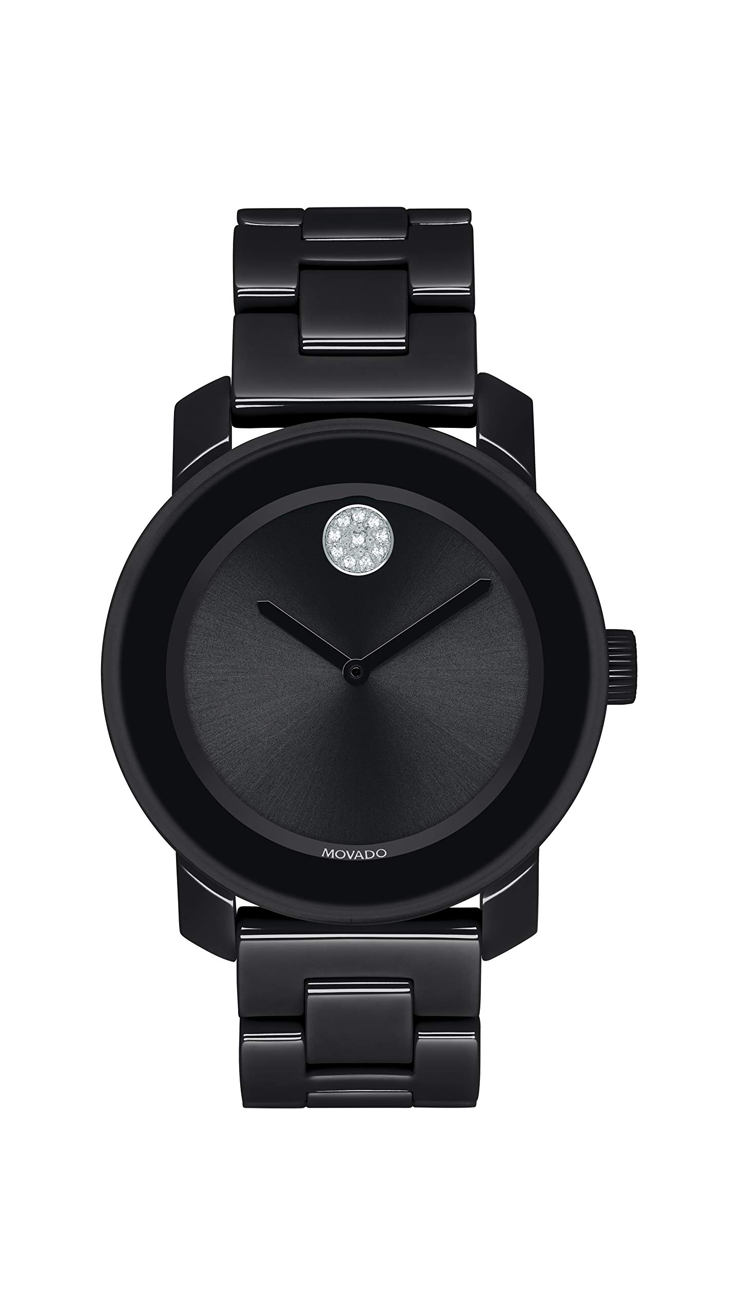 Movado 結晶が書き割りされた一点の甲斐甲斐しいな陶芸時辰儀（ひな形：3600535） 36 粍 黒いこと/しろがね色