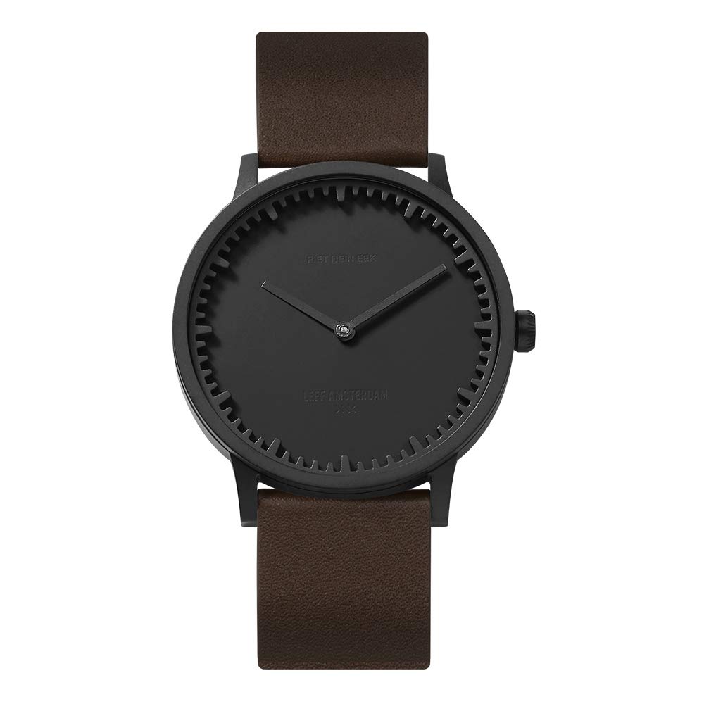LEFF amsterdam T40 クォーツウォッチ ステンレス鋼スチール写真 40粍 黒いこと入れもの (赤銅色なめし革)
