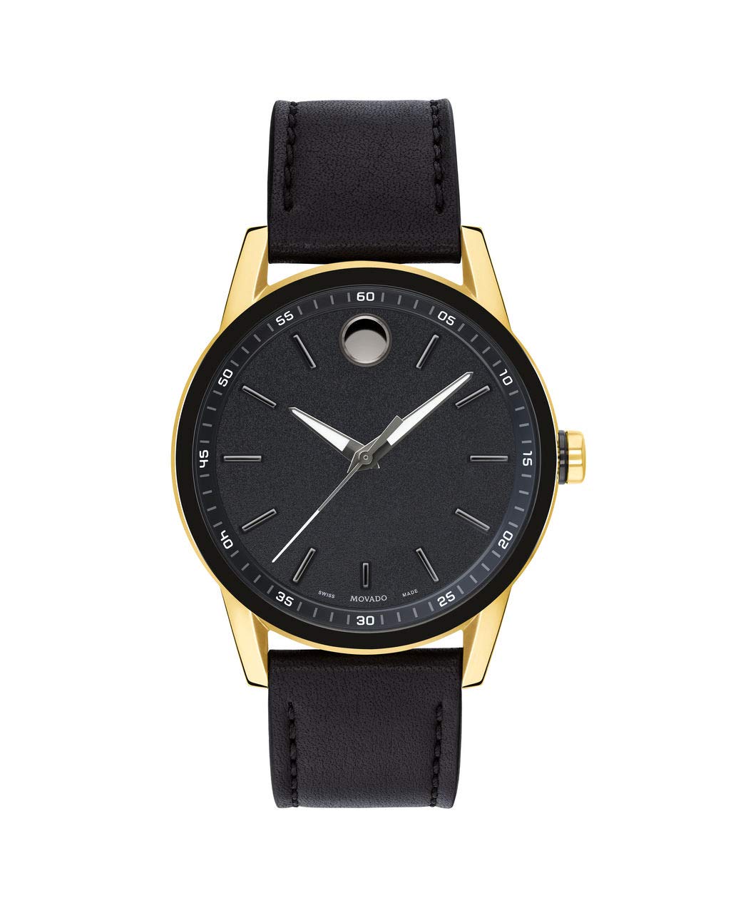 Movado Men\u0027s Museum 41粍 Black Leather Band Steel Case Sapphire Crystal Quartz Analog Watch 607223