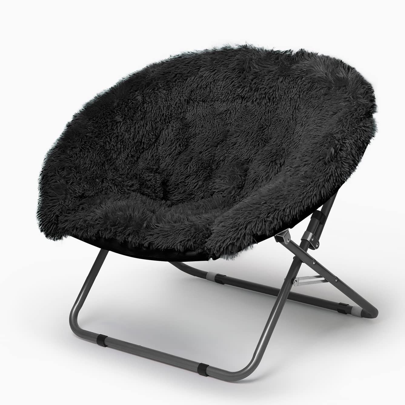 Urban Lifestyle オーバーサイズ モンゴルフェイクファー ソーサーチェア ブラック